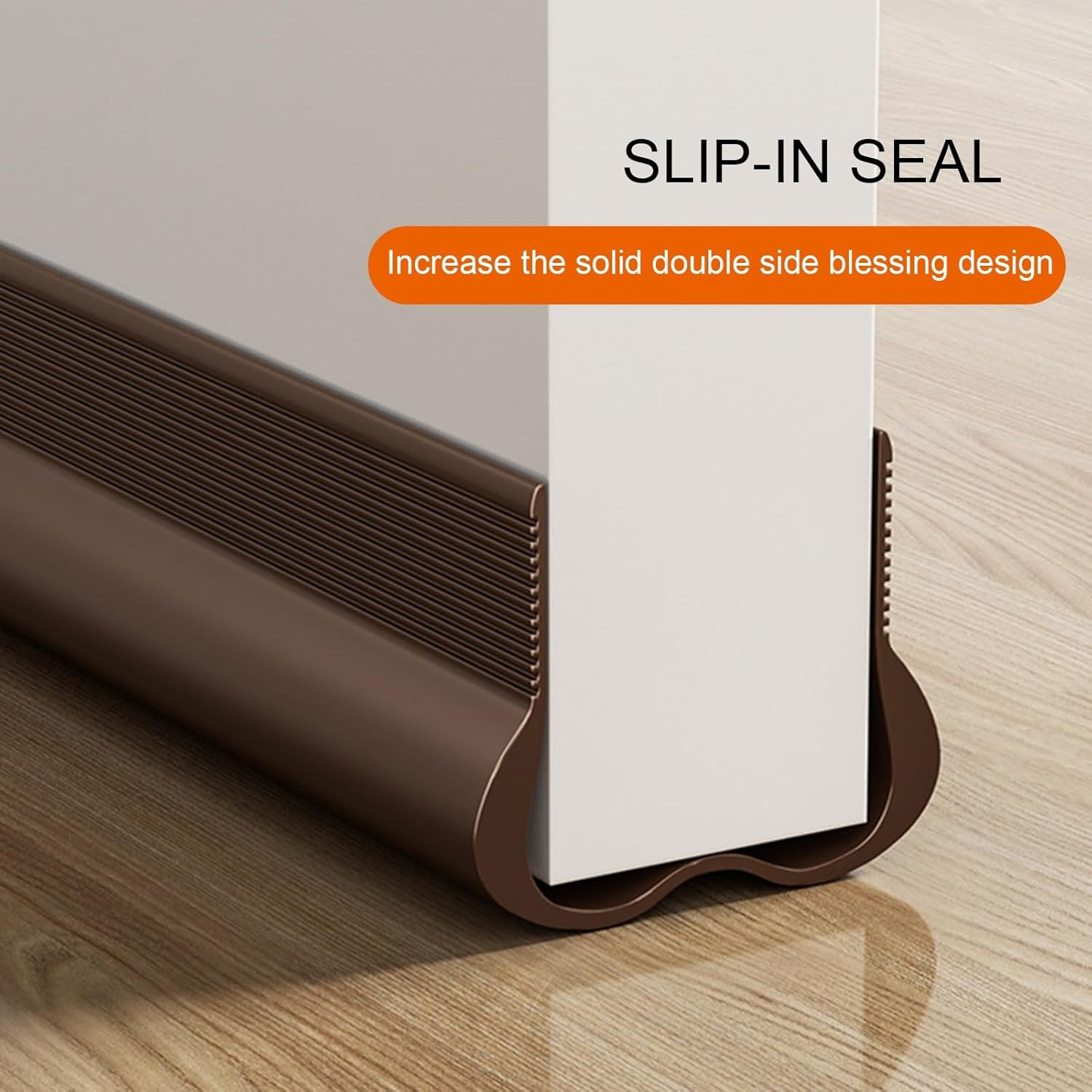 Adjustable Draft Stopper Door Strip Cushion Double Sided Draft Guard Durable Insulation 93cm Brown - Image 3