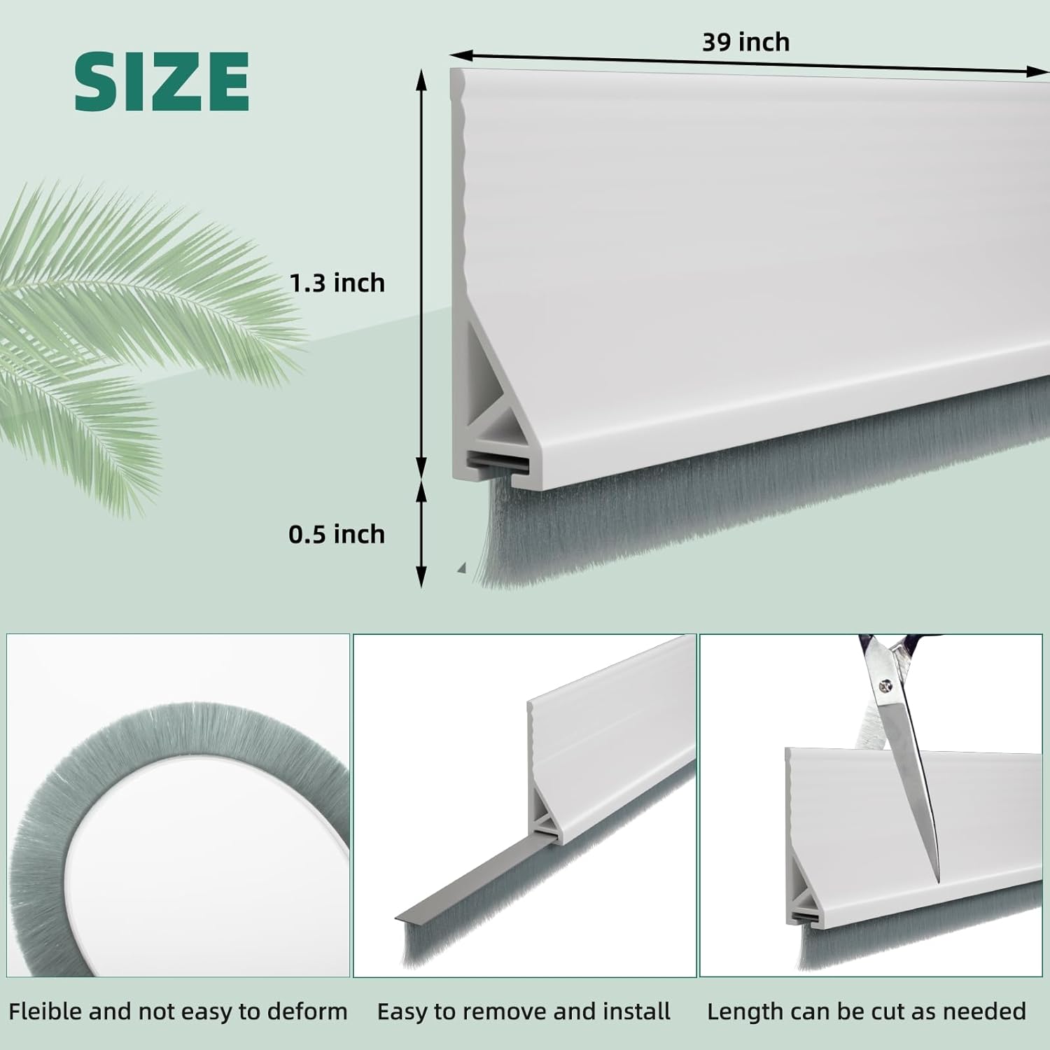 Adjustable Door Draft Stopper Self-Adhesive Weatherstrip Windproof 39 Inch White 1 Piece - Image 2