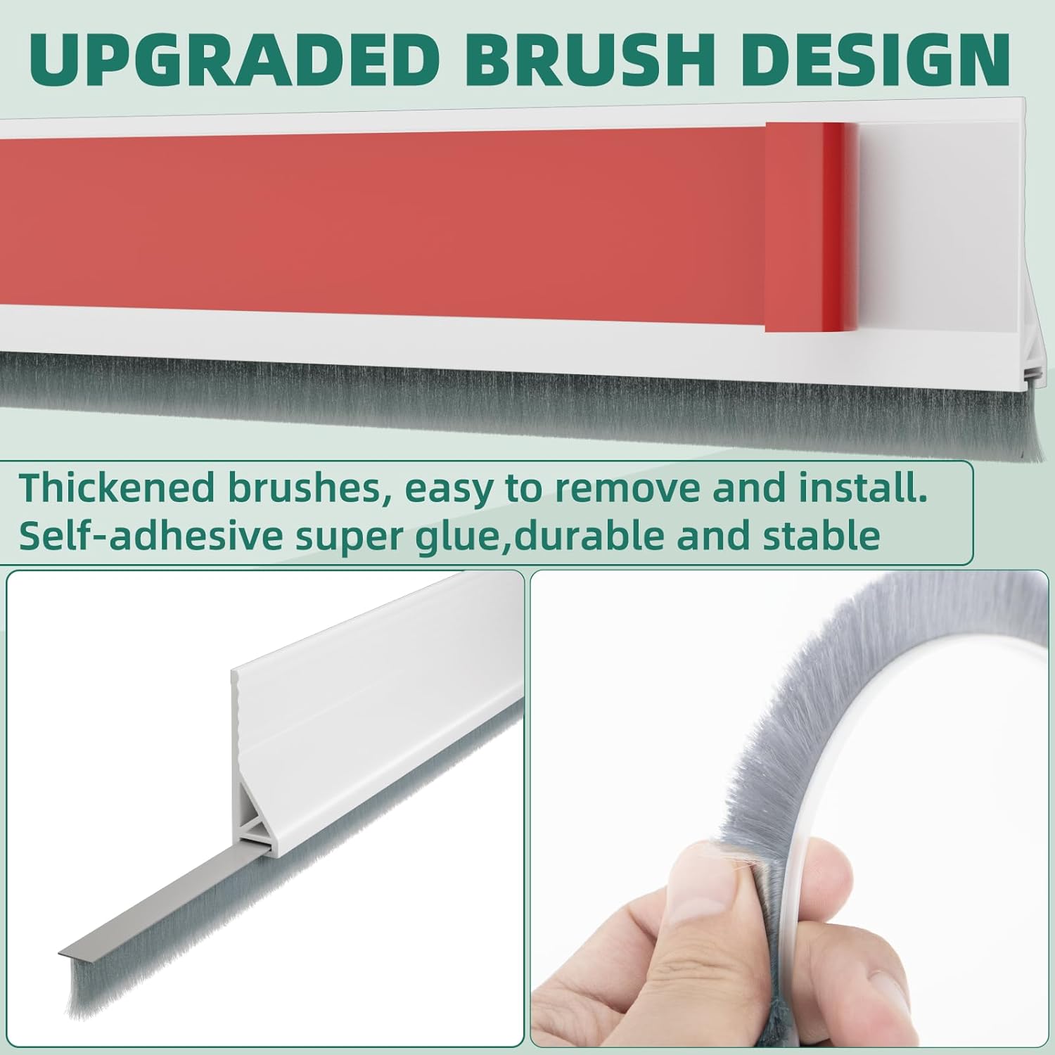 Adjustable Door Draft Stopper Self-Adhesive Weatherstrip Windproof 39 Inch White 1 Piece - Image 3