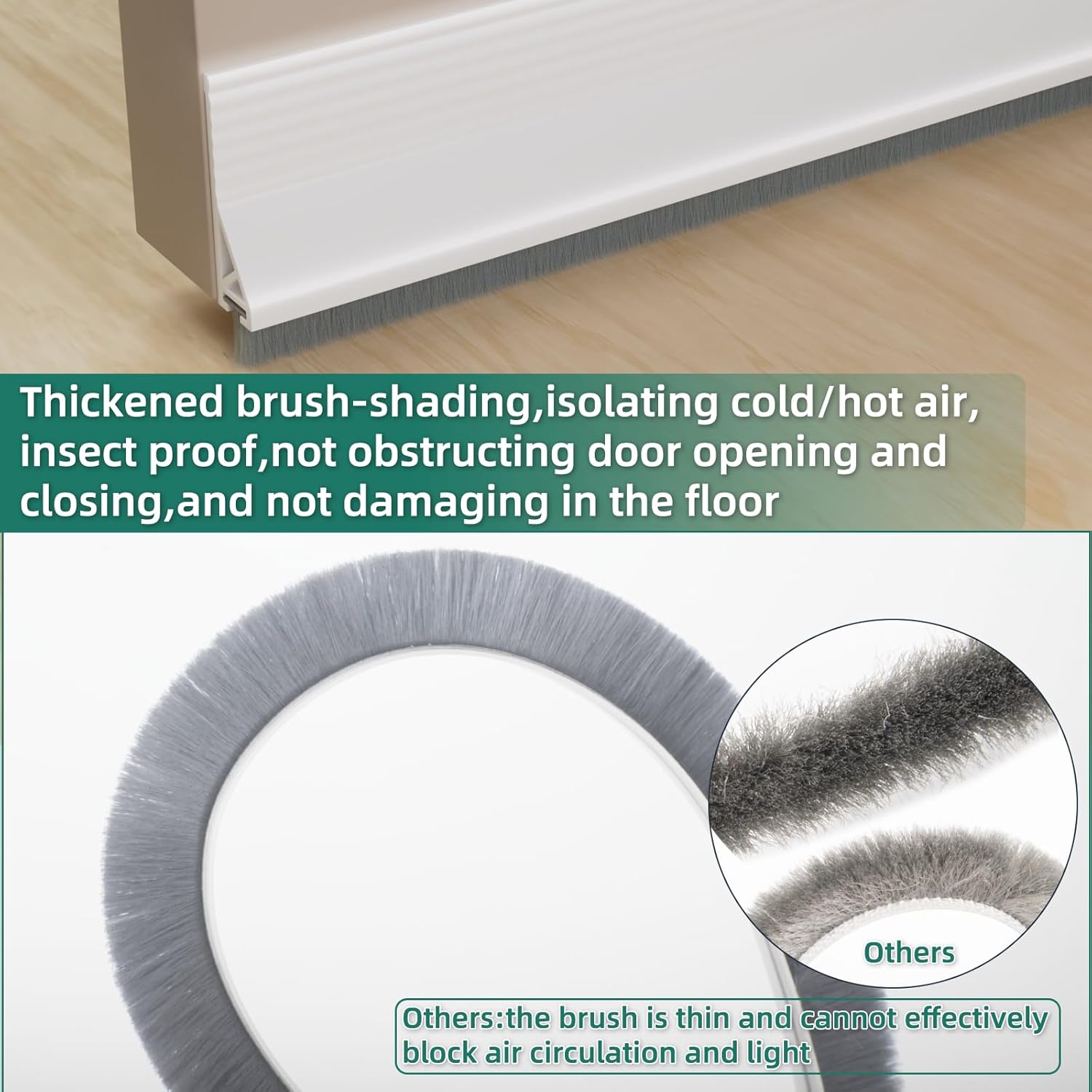 Adjustable Door Draft Stopper Self-Adhesive Weatherstrip Windproof 39 Inch White 1 Piece - Image 4