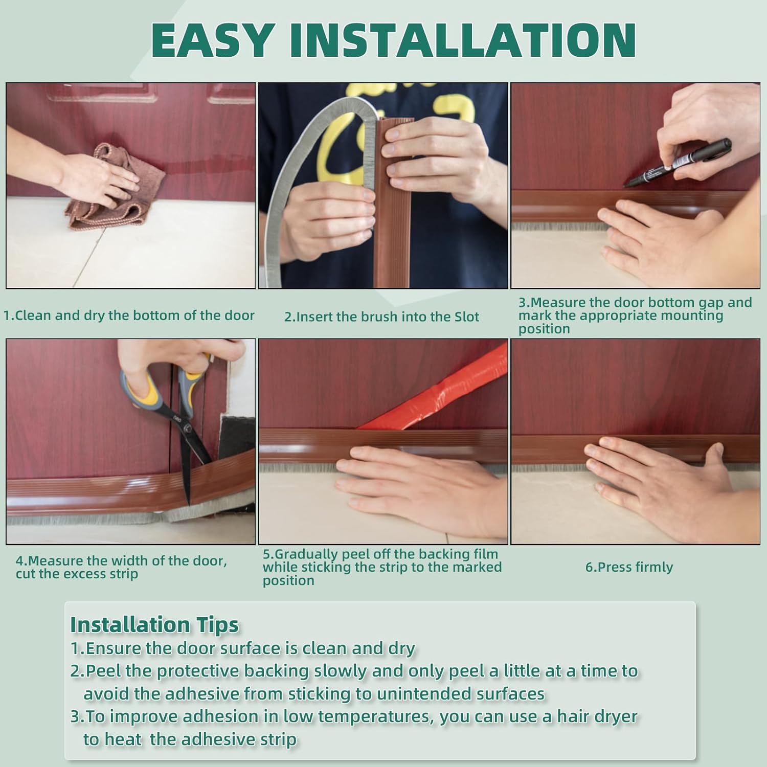Adjustable Door Draft Stopper Self-Adhesive Weatherstrip Windproof 39 Inch White 1 Piece - Image 6
