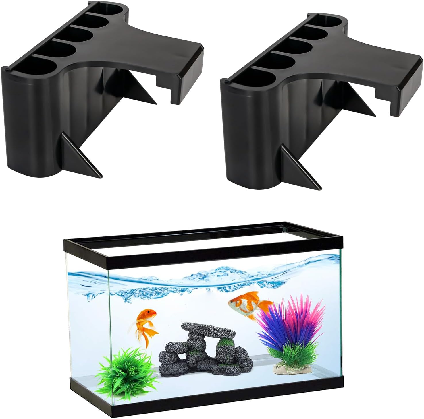 Hydroponic Aquarium Plant Holder 2 Pack Black 9x9x6cm for Aquascape Plant Cultivation - Image 1