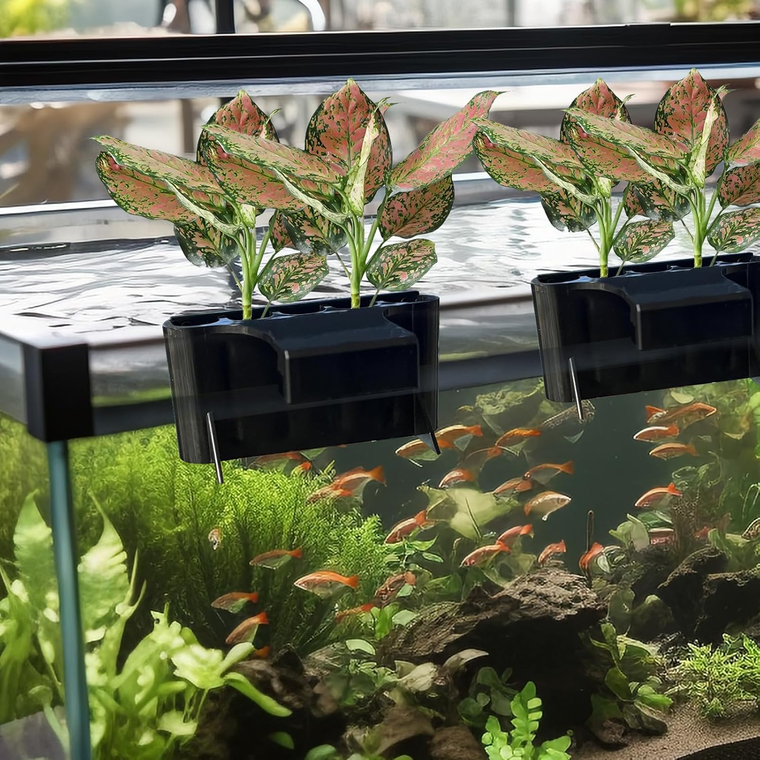 Hydroponic Aquarium Plant Holder 2 Pack Black 9x9x6cm for Aquascape Plant Cultivation - Image 2