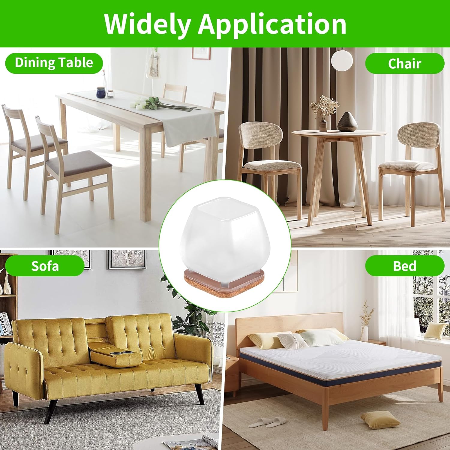 Furniture Leg Caps 30-45mm Transparent Non-Slip Felt Pads Floor Protectors Chair Table Feet Covers Set of 16 - Image 5