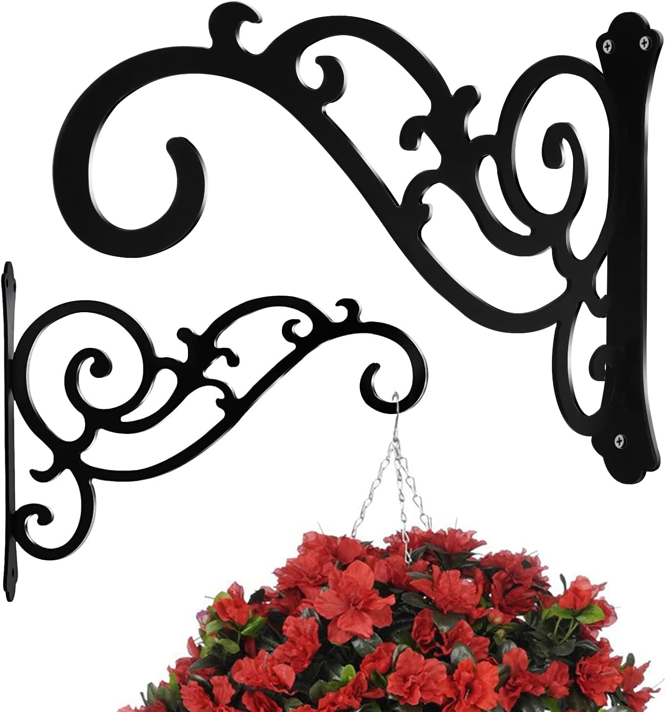 Hanging Basket Wall Planter Indoor Outdoor 5.5x6 Inch Black 2 Pack - Image 1