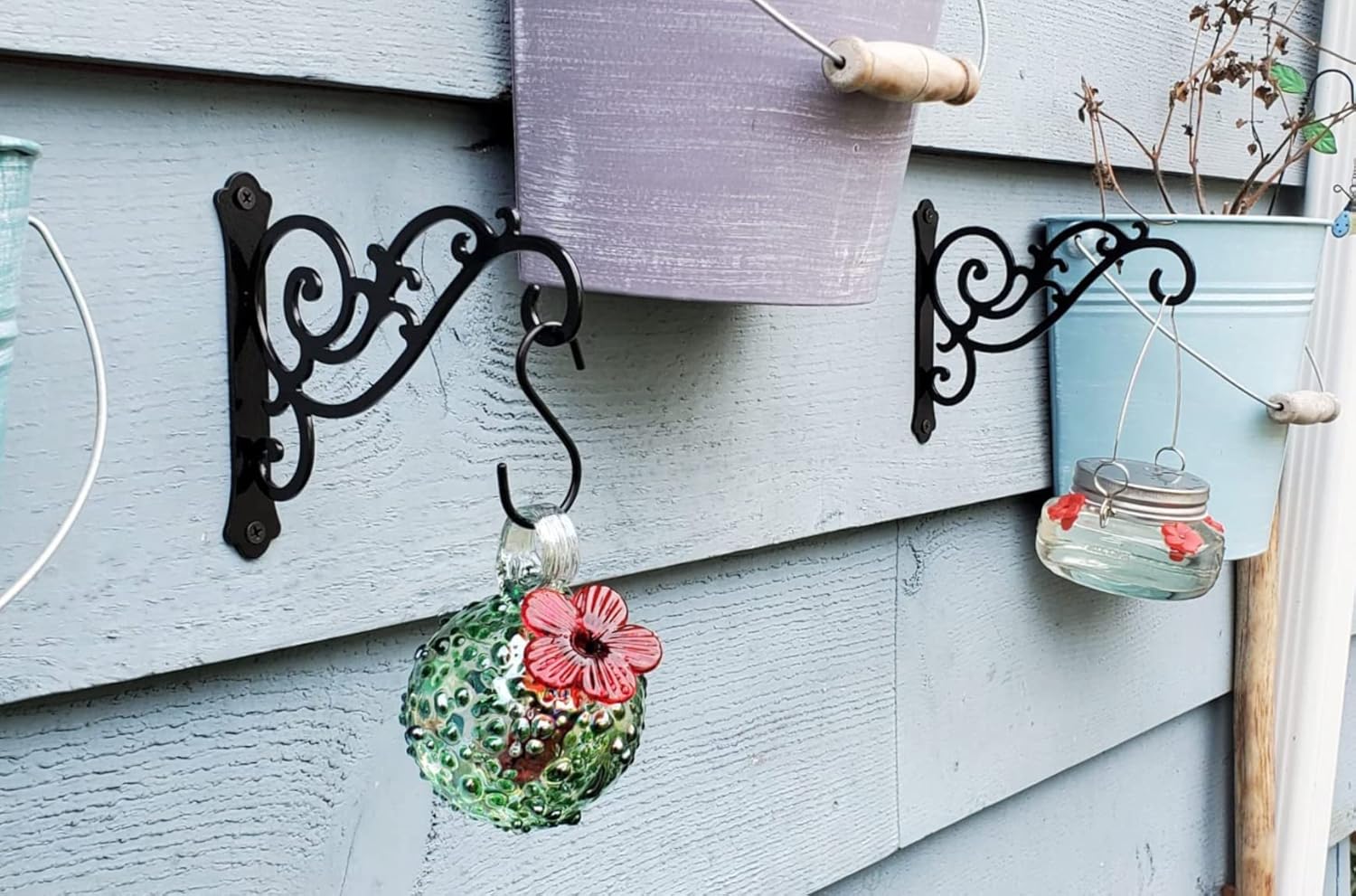 Hanging Basket Wall Planter Indoor Outdoor 5.5x6 Inch Black 2 Pack - Image 2