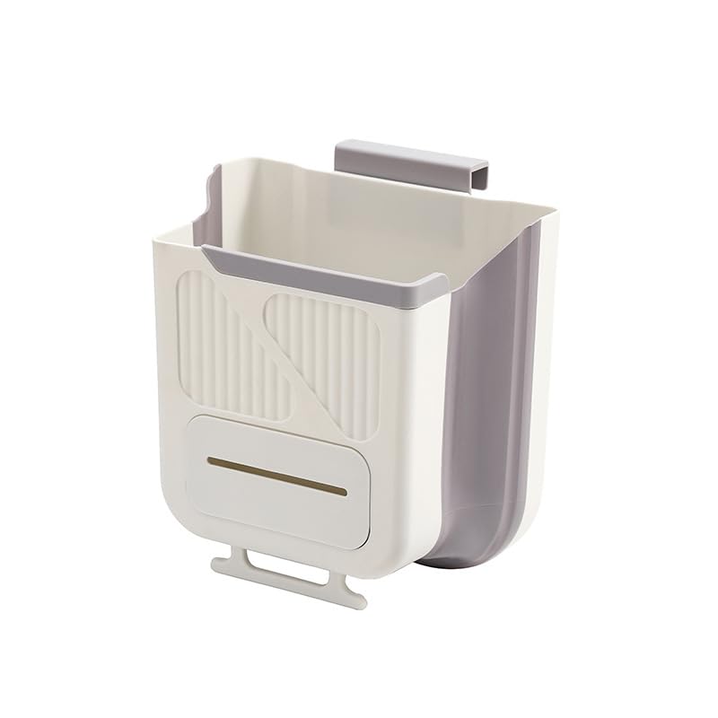 Wall-Mounted Foldable Kitchen Cabinet Door Bin 22x20x12cm 3-in-1 Space-Saving Grey - Image 1