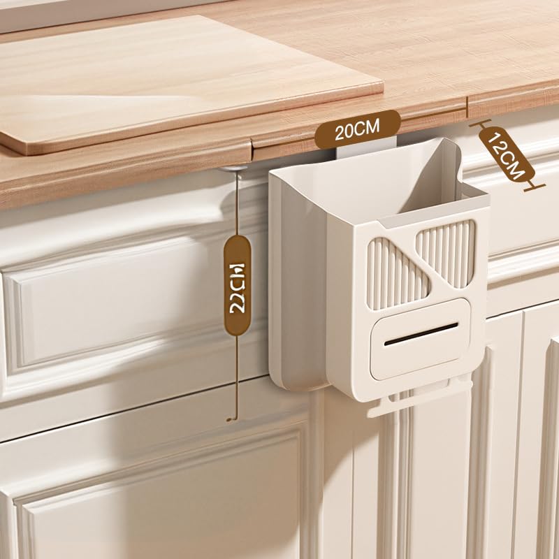 Wall-Mounted Foldable Kitchen Cabinet Door Bin 22x20x12cm 3-in-1 Space-Saving Grey - Image 6