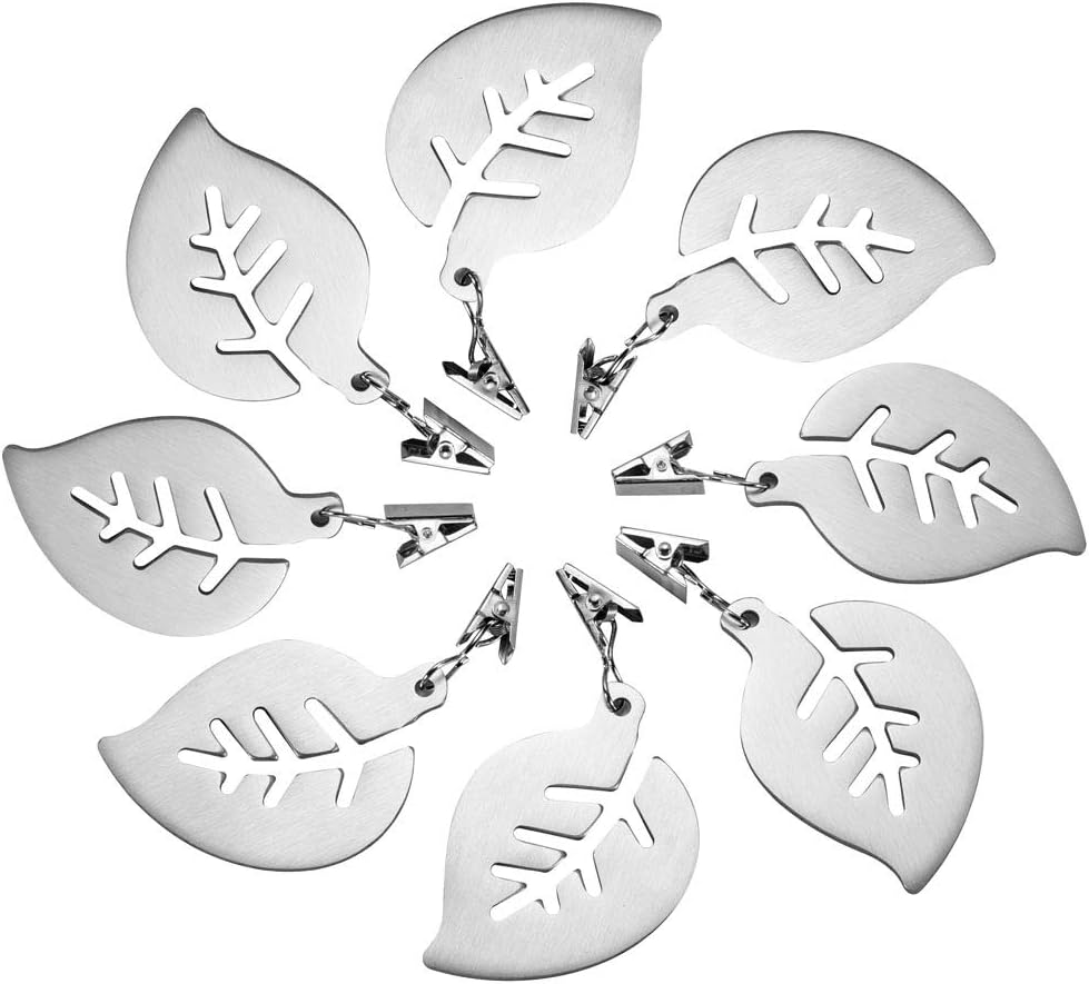 Stainless Steel Tafelkleedgewichten Leaf Shaped Multifunctional 5x7cm Silver 8 Piece Set - Image 1