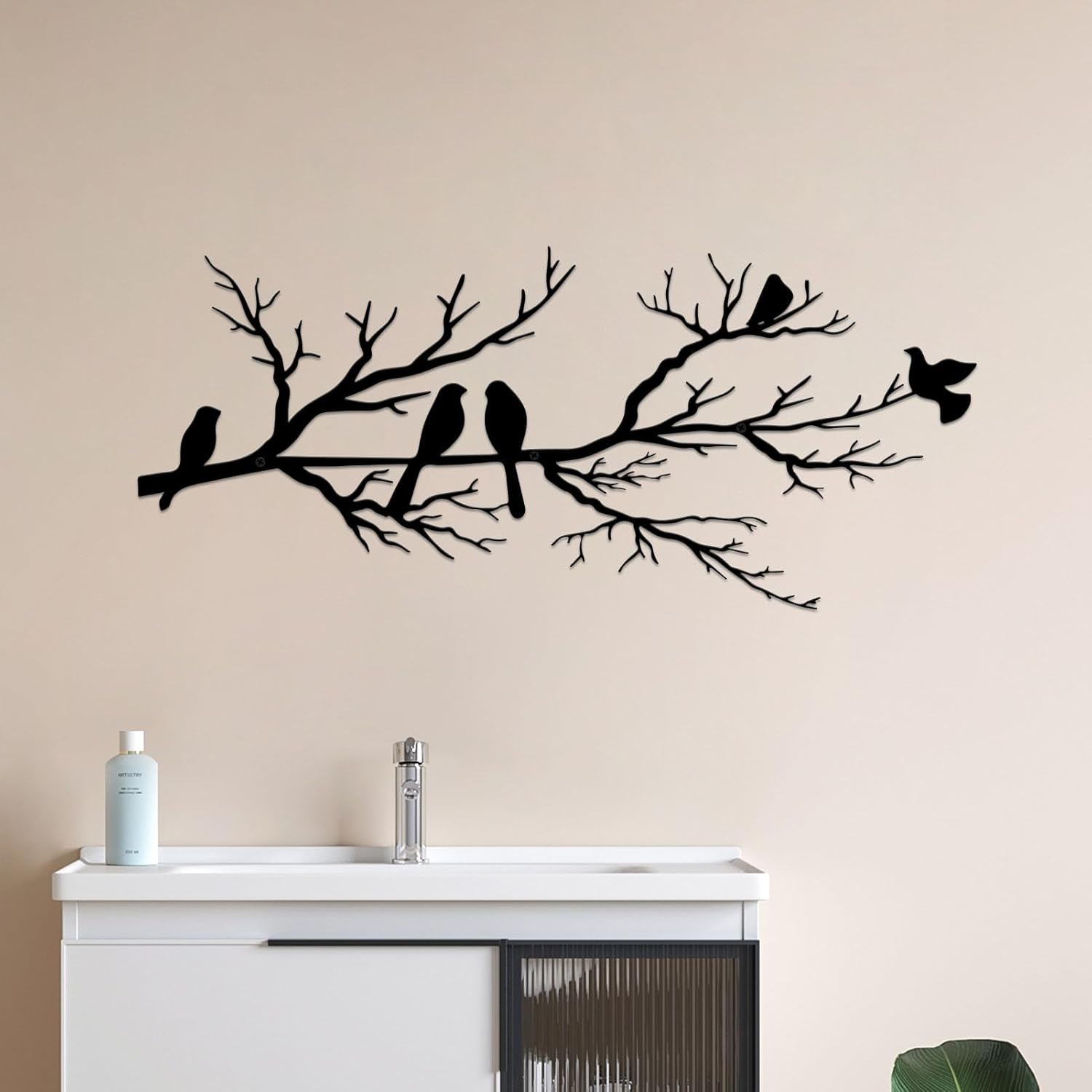 Black Metal Bird Wall Decor - Indoor/Outdoor Wall Accessory for Balcony Garden Living Room - Home Decoration Piece - Image 2