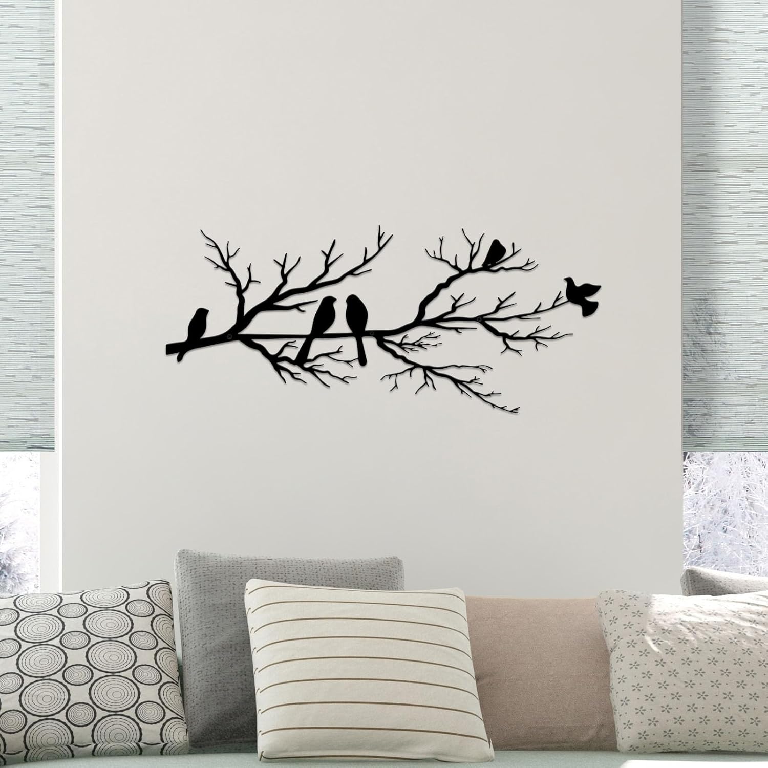 Black Metal Bird Wall Decor - Indoor/Outdoor Wall Accessory for Balcony Garden Living Room - Home Decoration Piece - Image 4