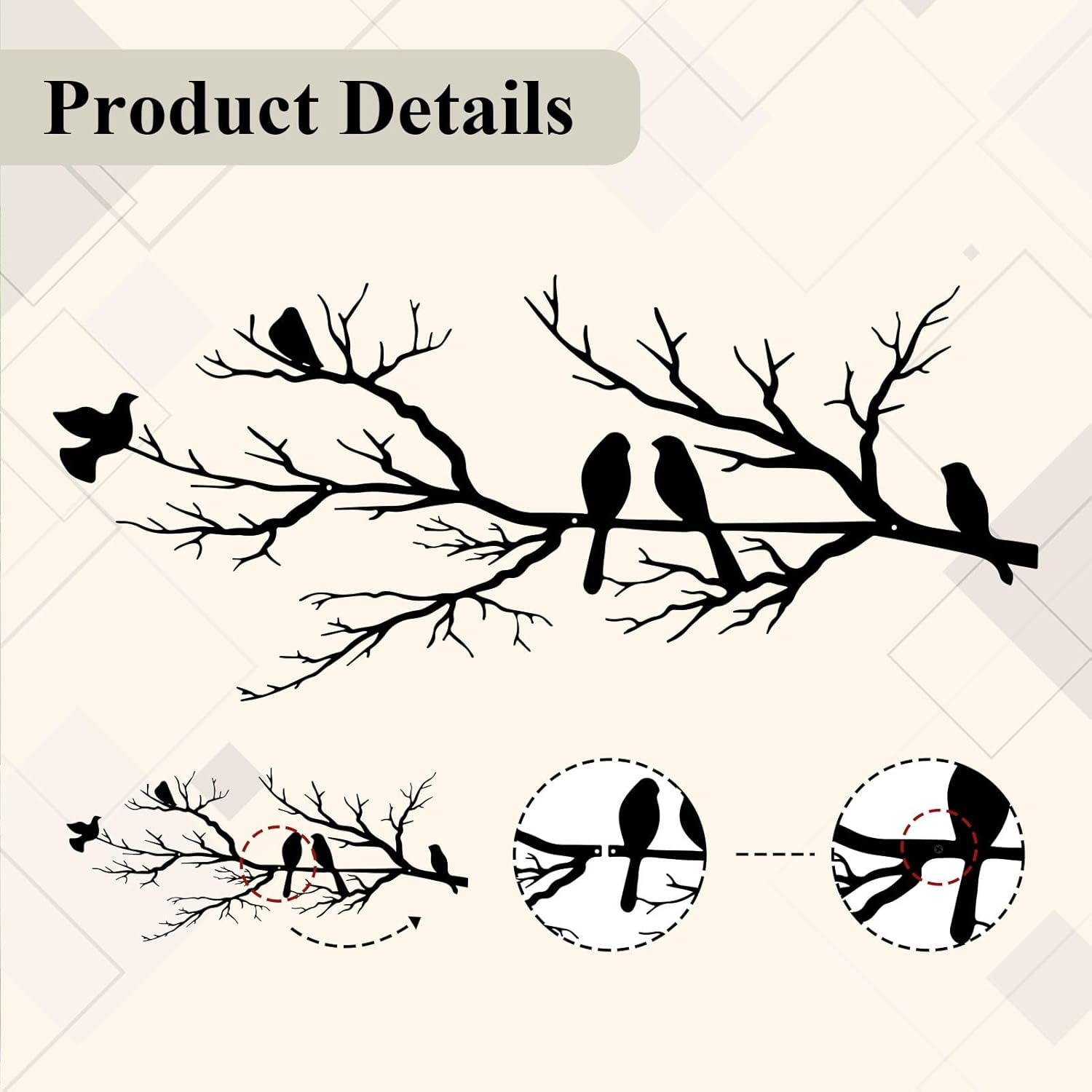 Black Metal Bird Wall Decor - Indoor/Outdoor Wall Accessory for Balcony Garden Living Room - Home Decoration Piece - Image 5