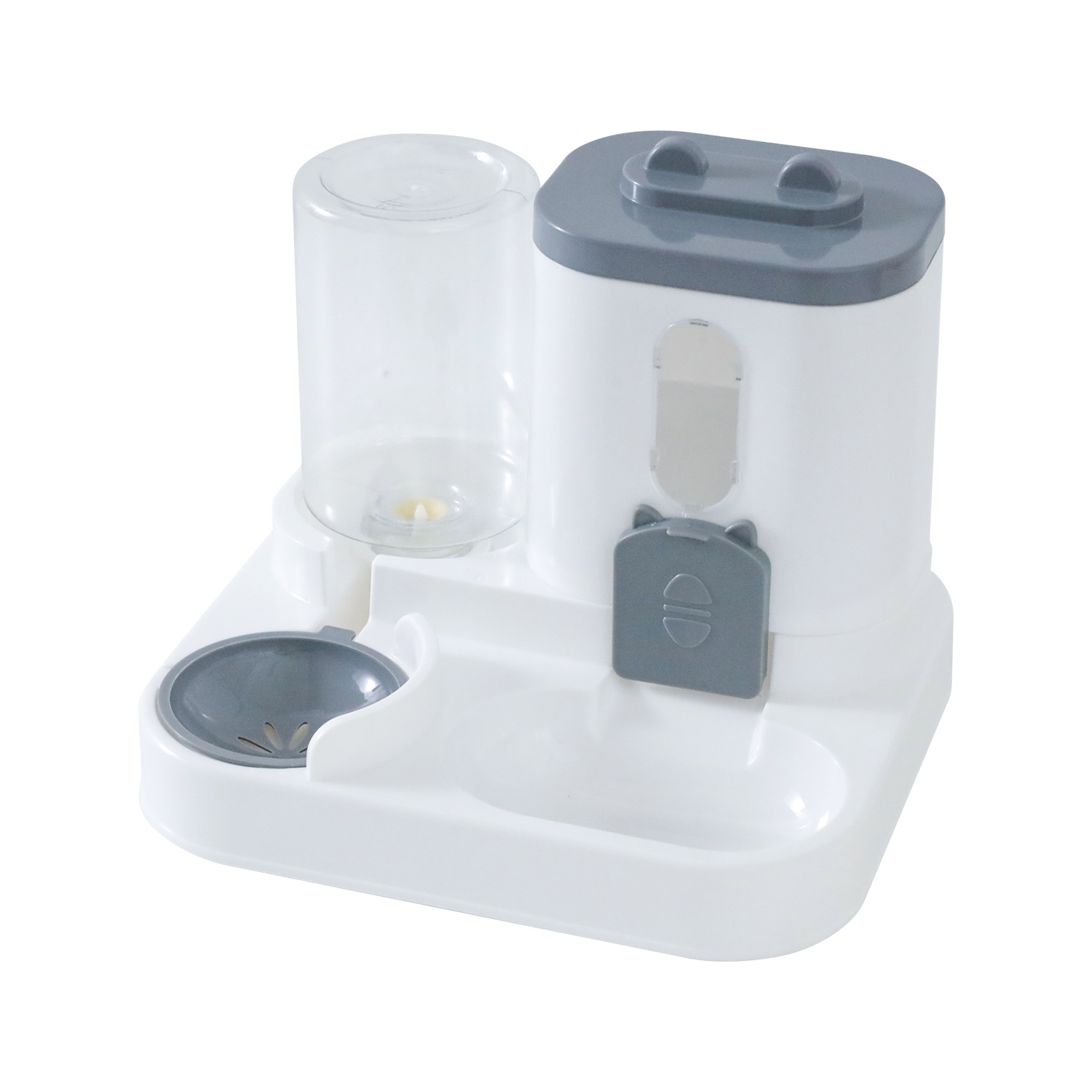 Automatic Pet Feeder 2-in-1 Bowl for Cats and Small Dogs Grey 1 Piece - Image 5