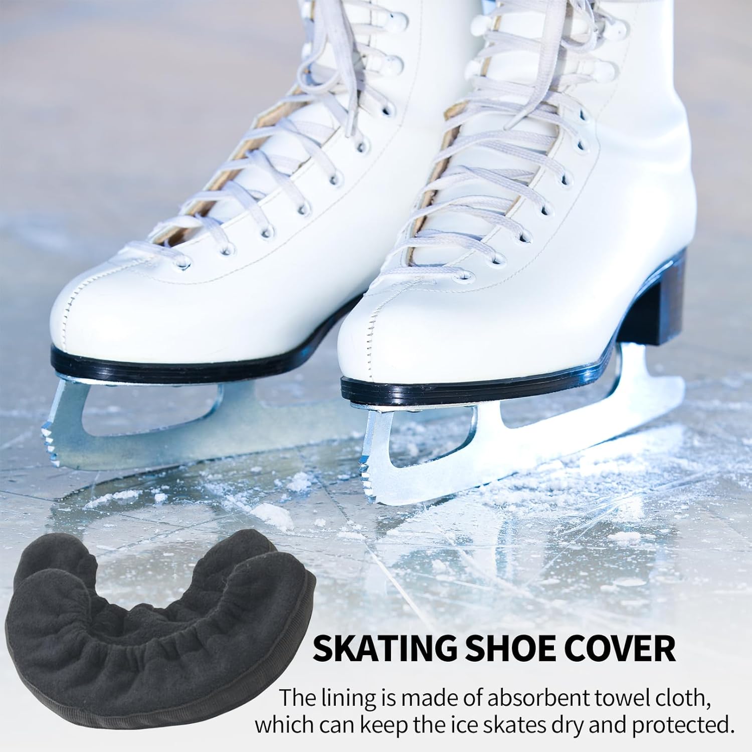 Junior Ice Hockey Figure Skating Hard Blade Guards Universal Black Pair - Image 3