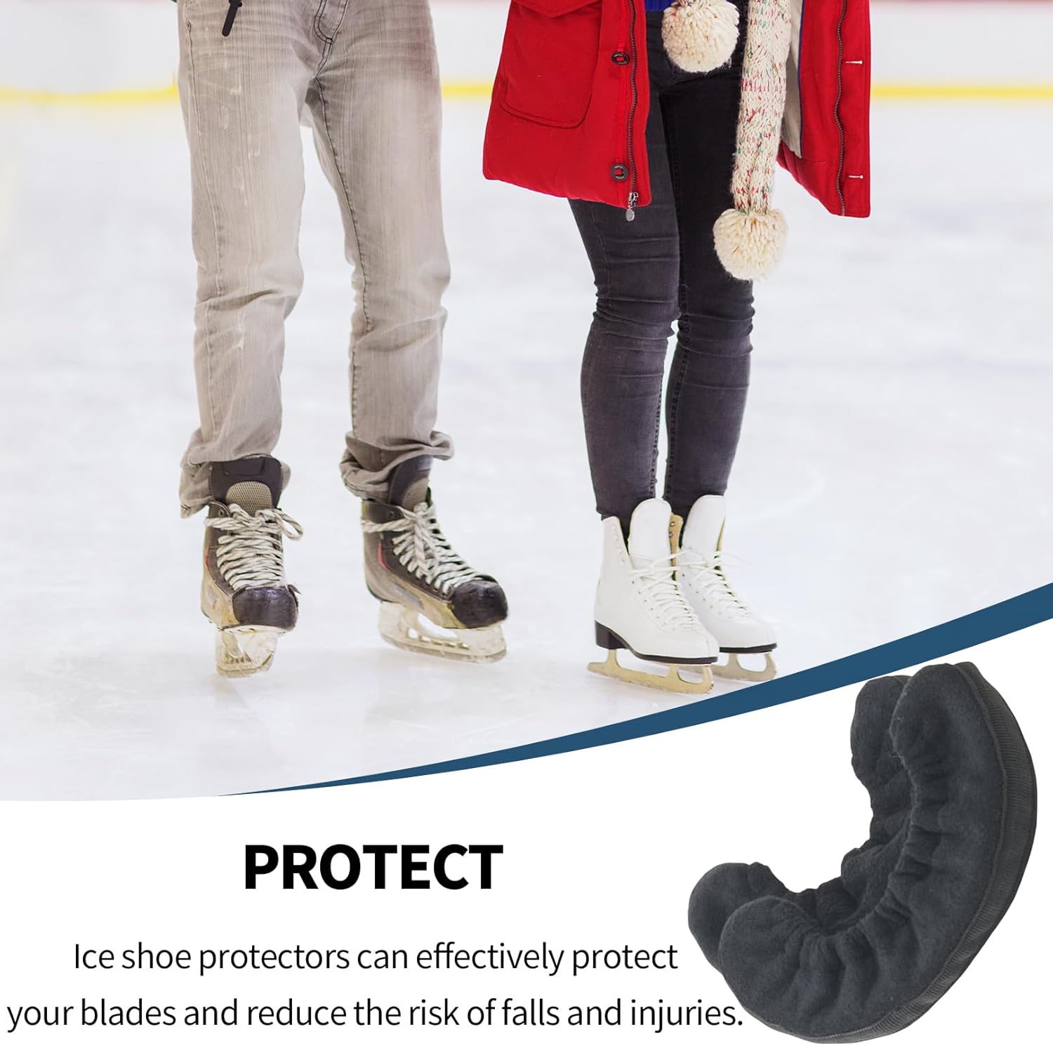 Junior Ice Hockey Figure Skating Hard Blade Guards Universal Black Pair - Image 6
