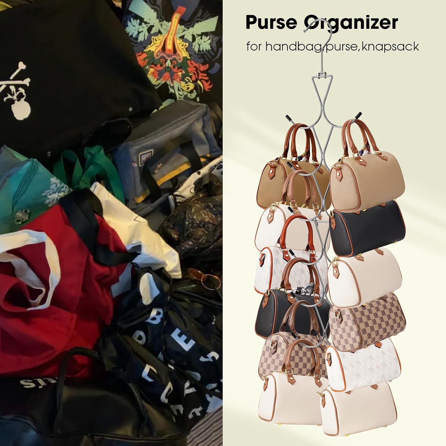 12 Hook 360° Rotating Multifunctional Hanger for Scarves Bags Hats - Silver Closet Organizer - Image 3