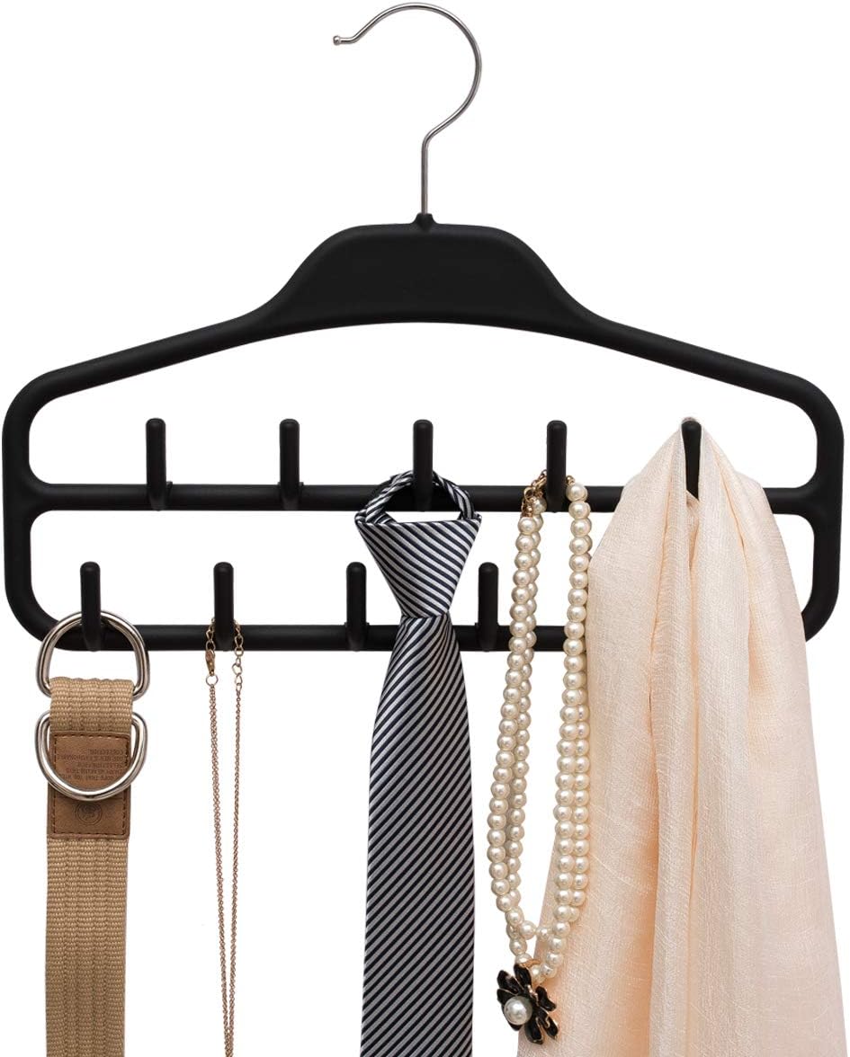 Clothing Closet Organizer with 11 Non-Slip Hooks 360° Rotatable Black - Image 1