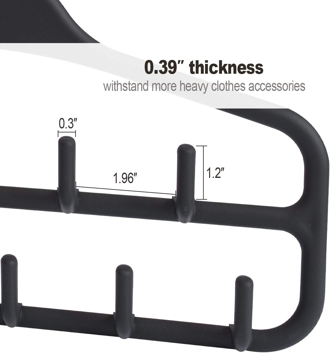 Clothing Closet Organizer with 11 Non-Slip Hooks 360° Rotatable Black - Image 4