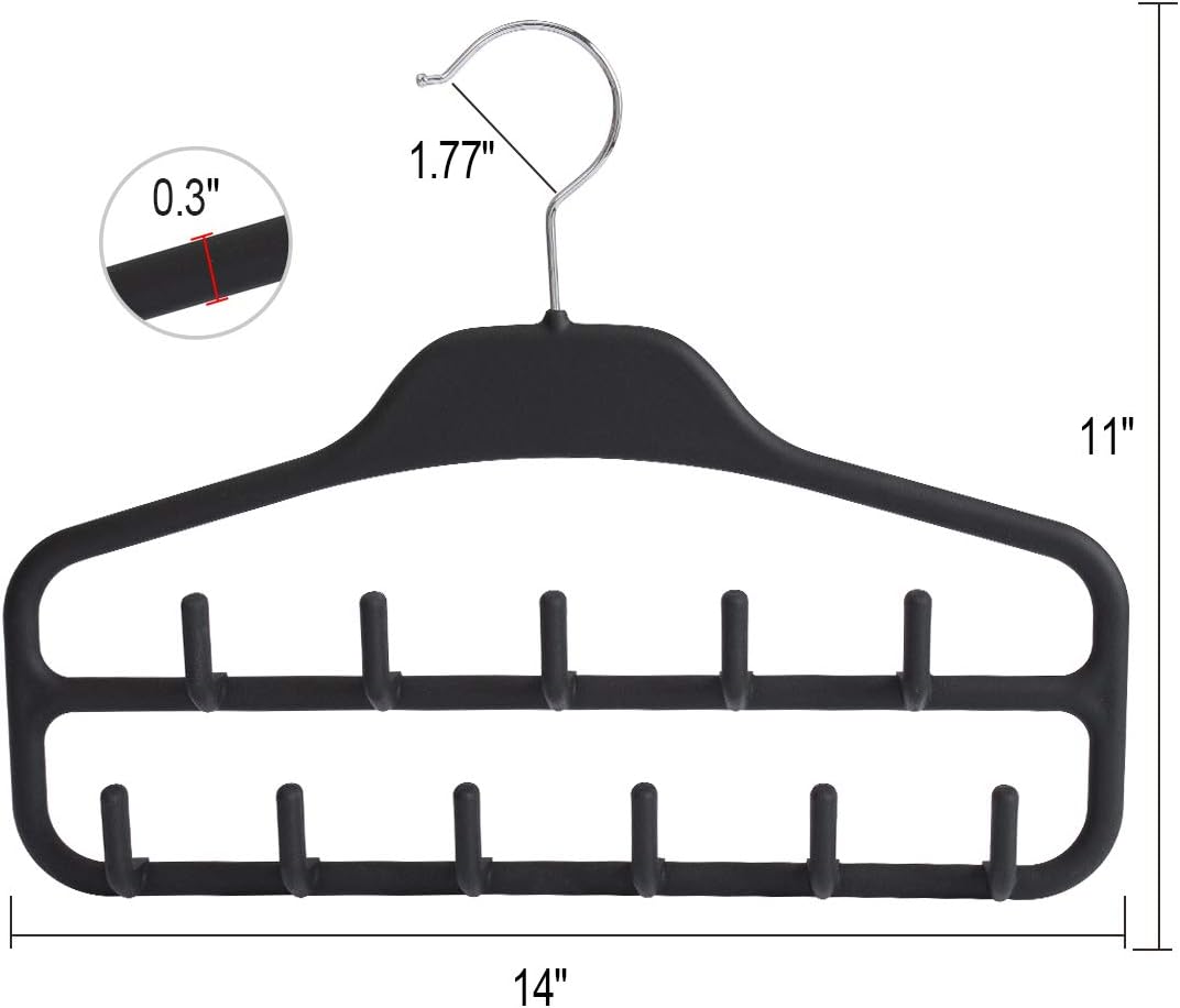 Clothing Closet Organizer with 11 Non-Slip Hooks 360° Rotatable Black - Image 5