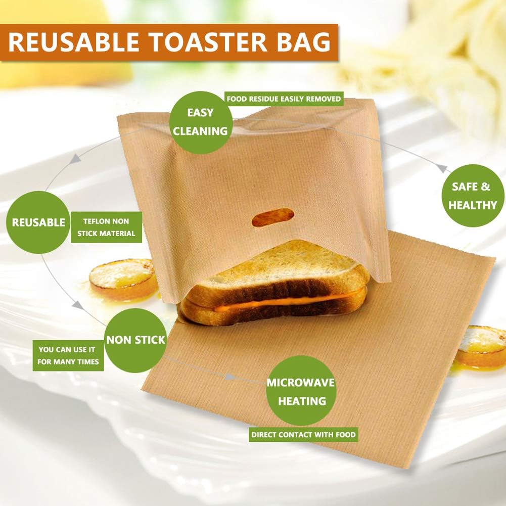 10 Reusable Toaster Bags Non-Stick Toast Pockets for Bread Toaster Grill Contact Grill - Image 2