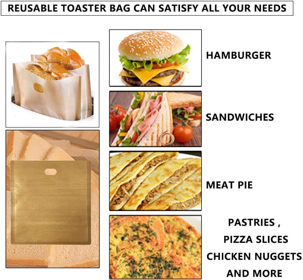 10 Reusable Toaster Bags Non-Stick Toast Pockets for Bread Toaster Grill Contact Grill - Image 3