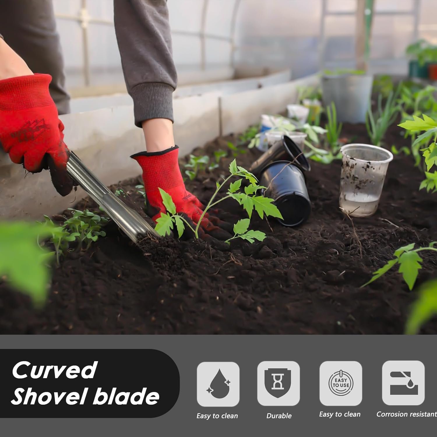 2 Pack Ergonomic Garden & Beach Shovel - Heavy Duty Gardening Tool for Kids and Adults - Image 2