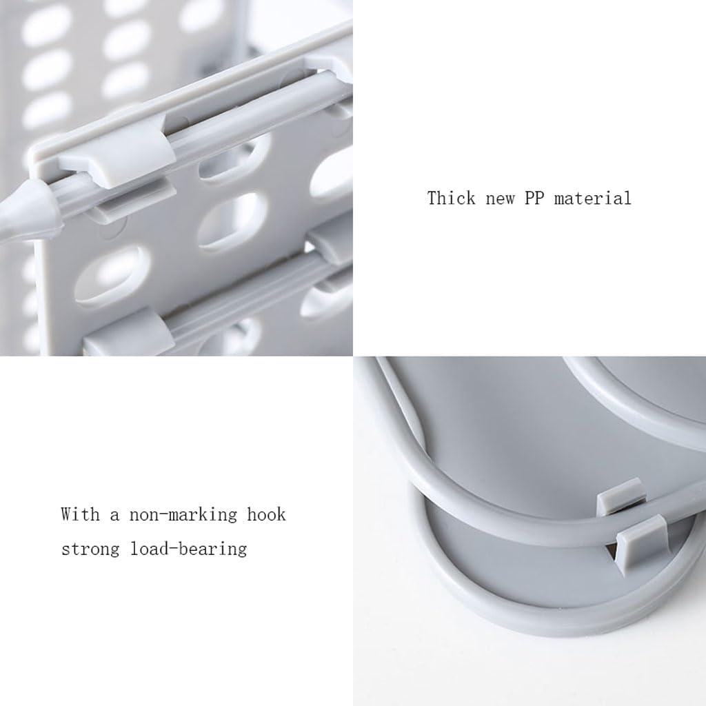Collapsible Laundry Hamper - Foldable Space-Saving Design - Ideal for Bathroom & Small Spaces - Includes Self-Adhesive Hook - Grey - Set of 1 - Image 7