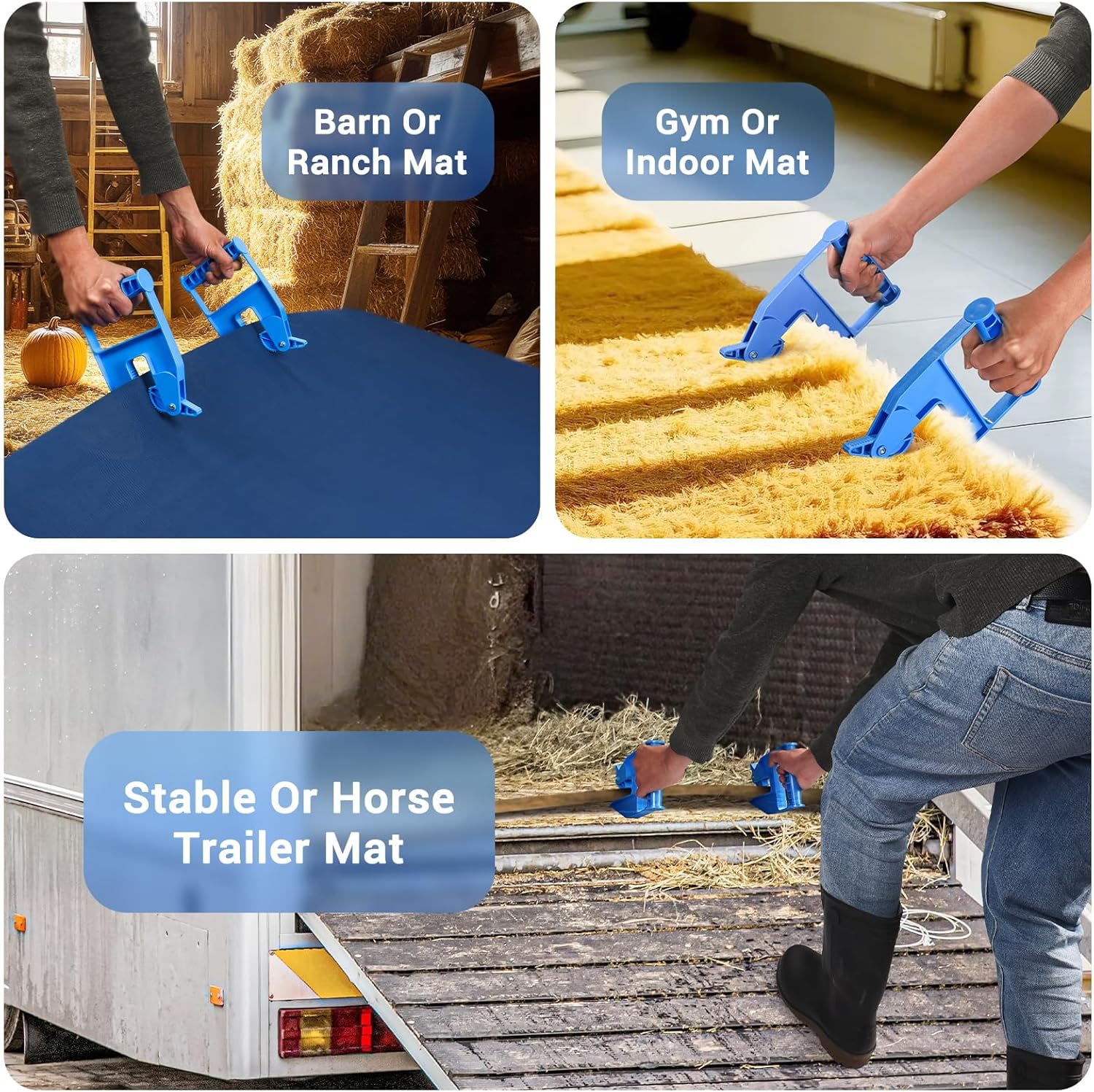 Mat Fastening Set Easy Mat Moving Tool Horse Mat Pull Strap Rubber Gym Mat - Image 5