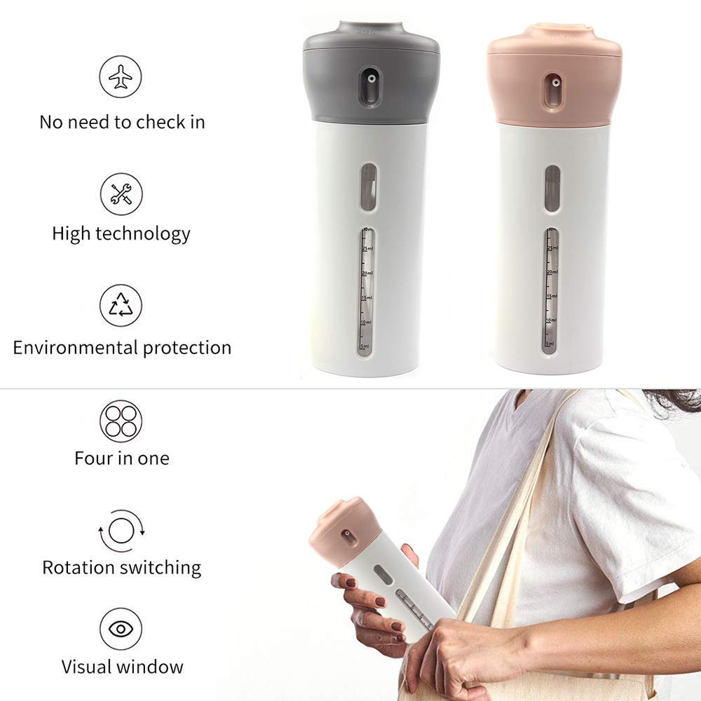 2 Pack 4-in-1 Travel Size Refillable Bottles for Shampoo & Lotion Leakproof Compact Toiletry Containers for Hand Luggage - Image 3