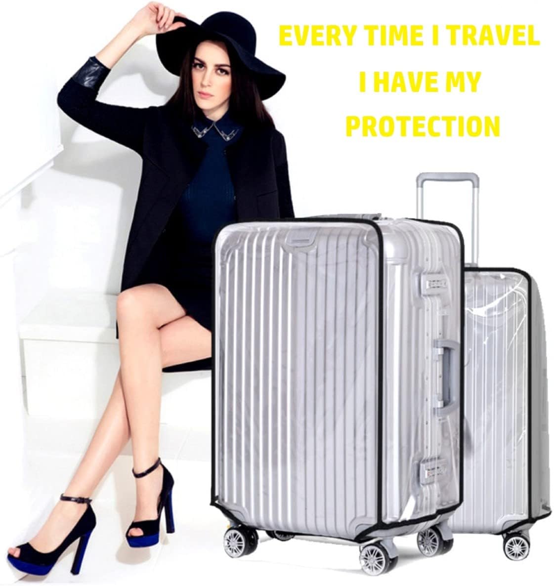 3 Pack Transparent PVC Suitcase Cover - Waterproof Luggage Protector with Velcro Closure for 20 24 28 Inch Suitcases - Image 5