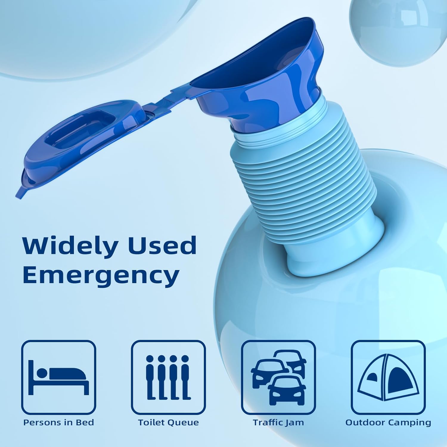 Foldable Emergency Urinal for Car Camping Travel Unisex Leakproof Reusable 750ml Blue - Image 2