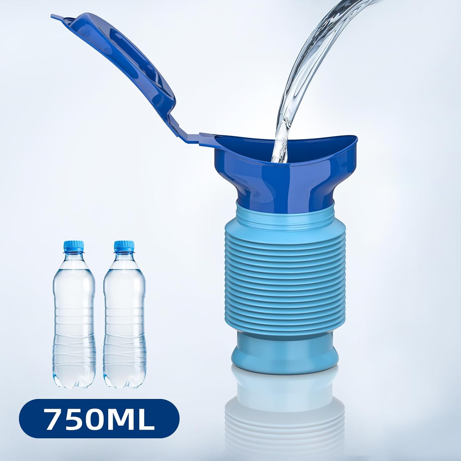 Foldable Emergency Urinal for Car Camping Travel Unisex Leakproof Reusable 750ml Blue - Image 3