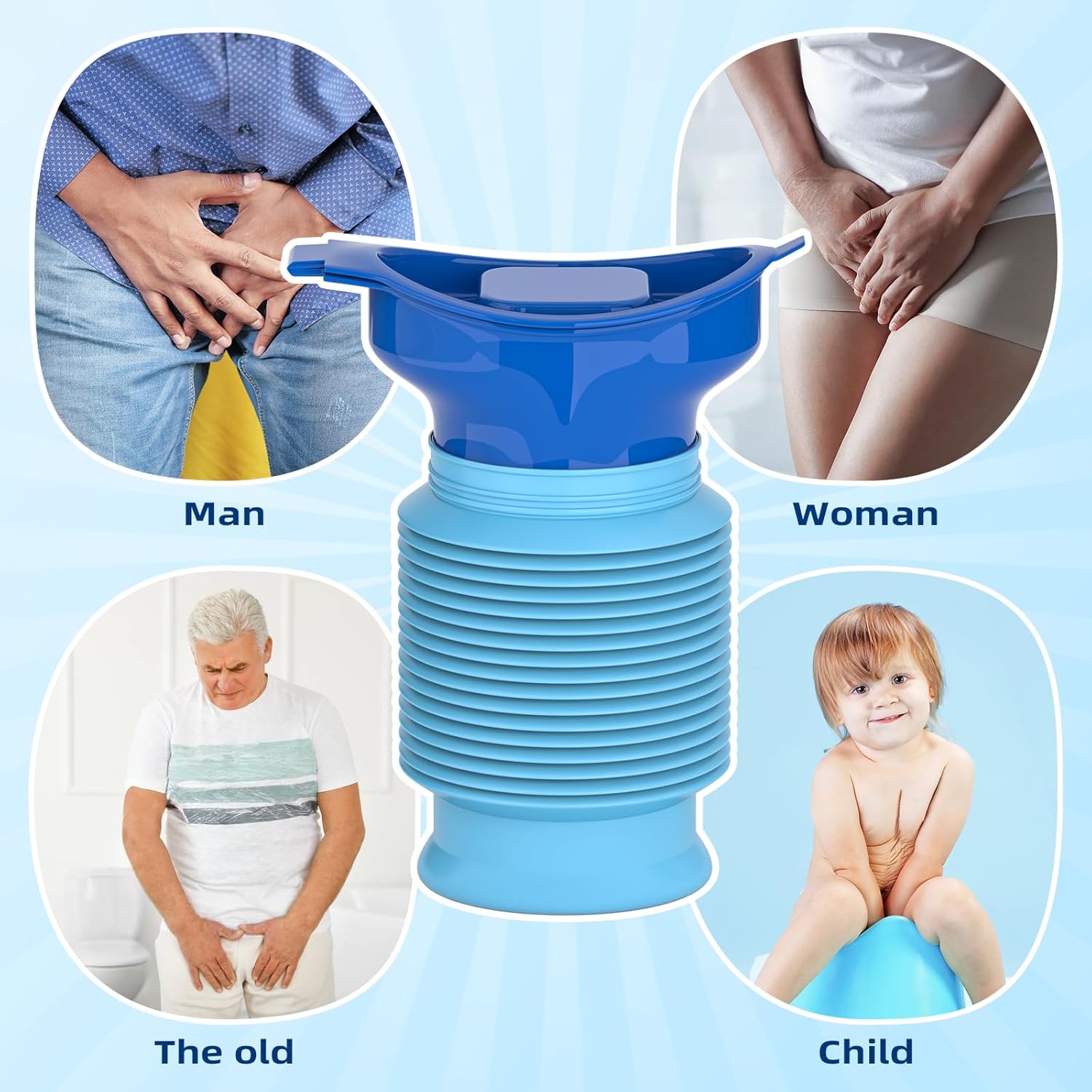 Foldable Emergency Urinal for Car Camping Travel Unisex Leakproof Reusable 750ml Blue - Image 4
