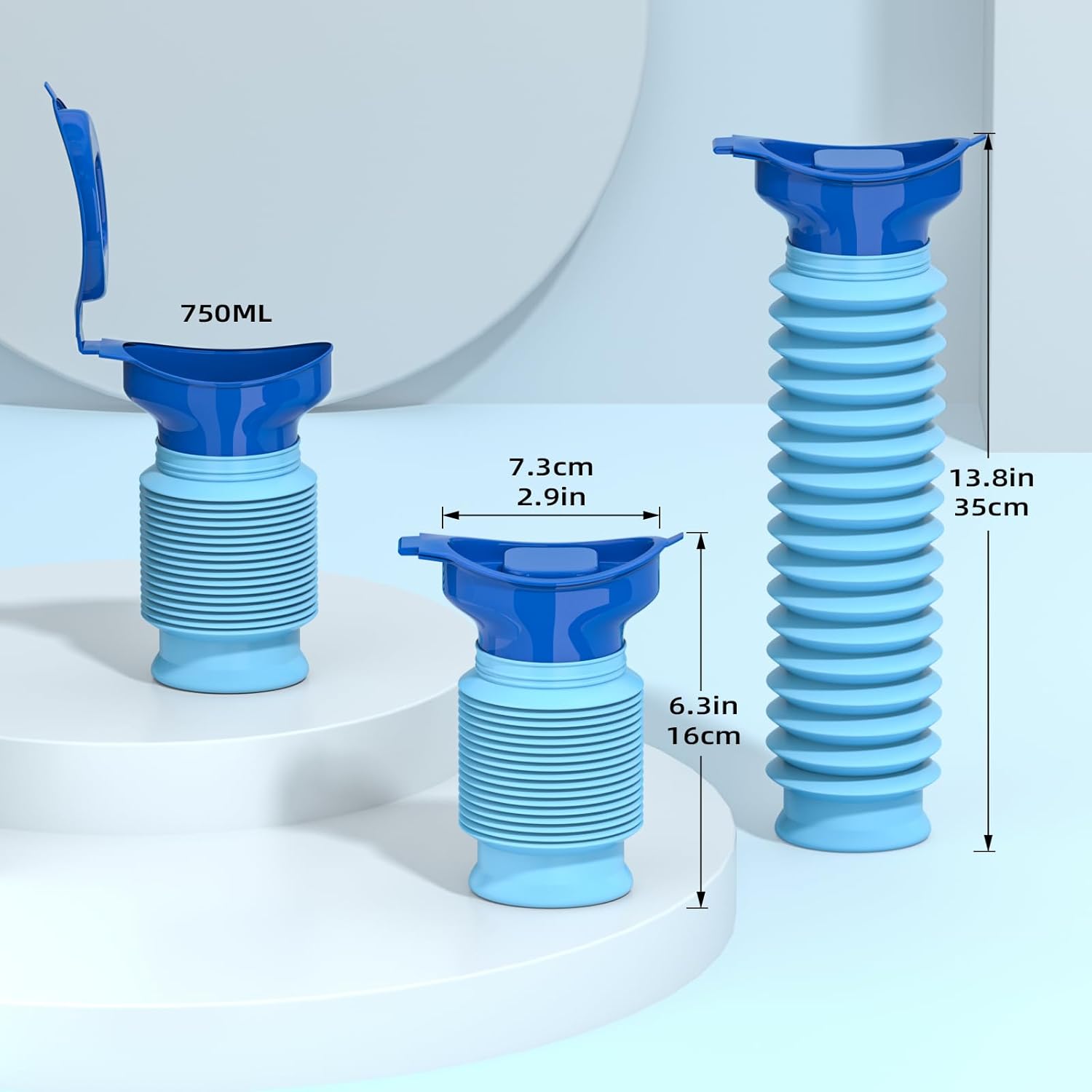 Foldable Emergency Urinal for Car Camping Travel Unisex Leakproof Reusable 750ml Blue - Image 6