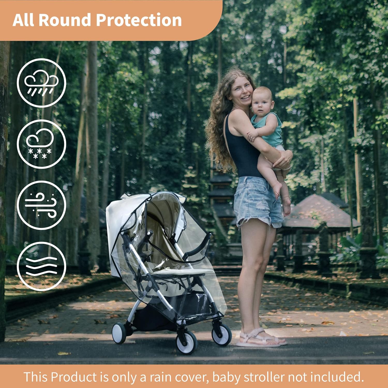 Universal Stroller Cover - Waterproof & Breathable - Non-Toxic - For Buggy & Pram - 1 Piece - Image 2