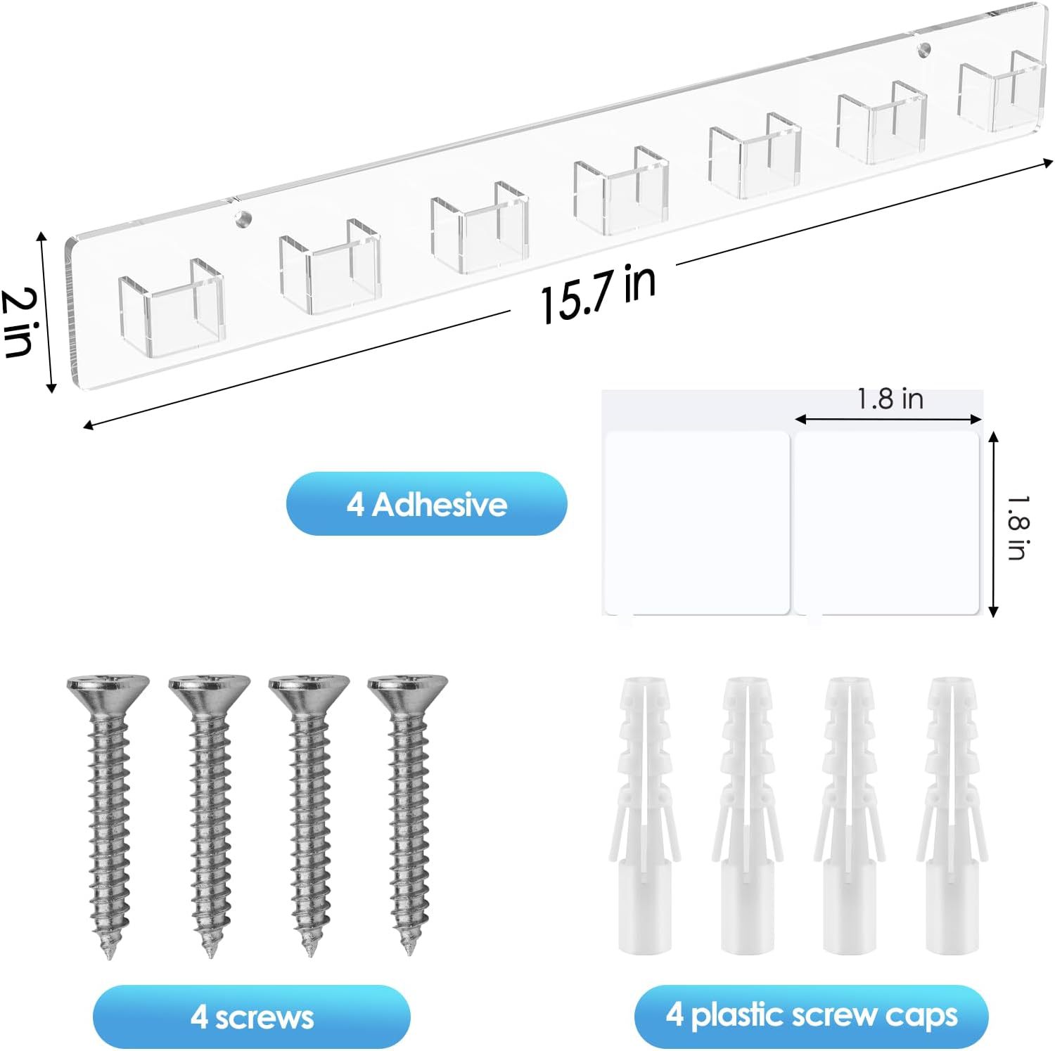 Wall Mounted Sunglasses Organizer Set of 2 Acrylic Rack Holds 14 Glasses No Drill Hanging System Transparent - Image 3