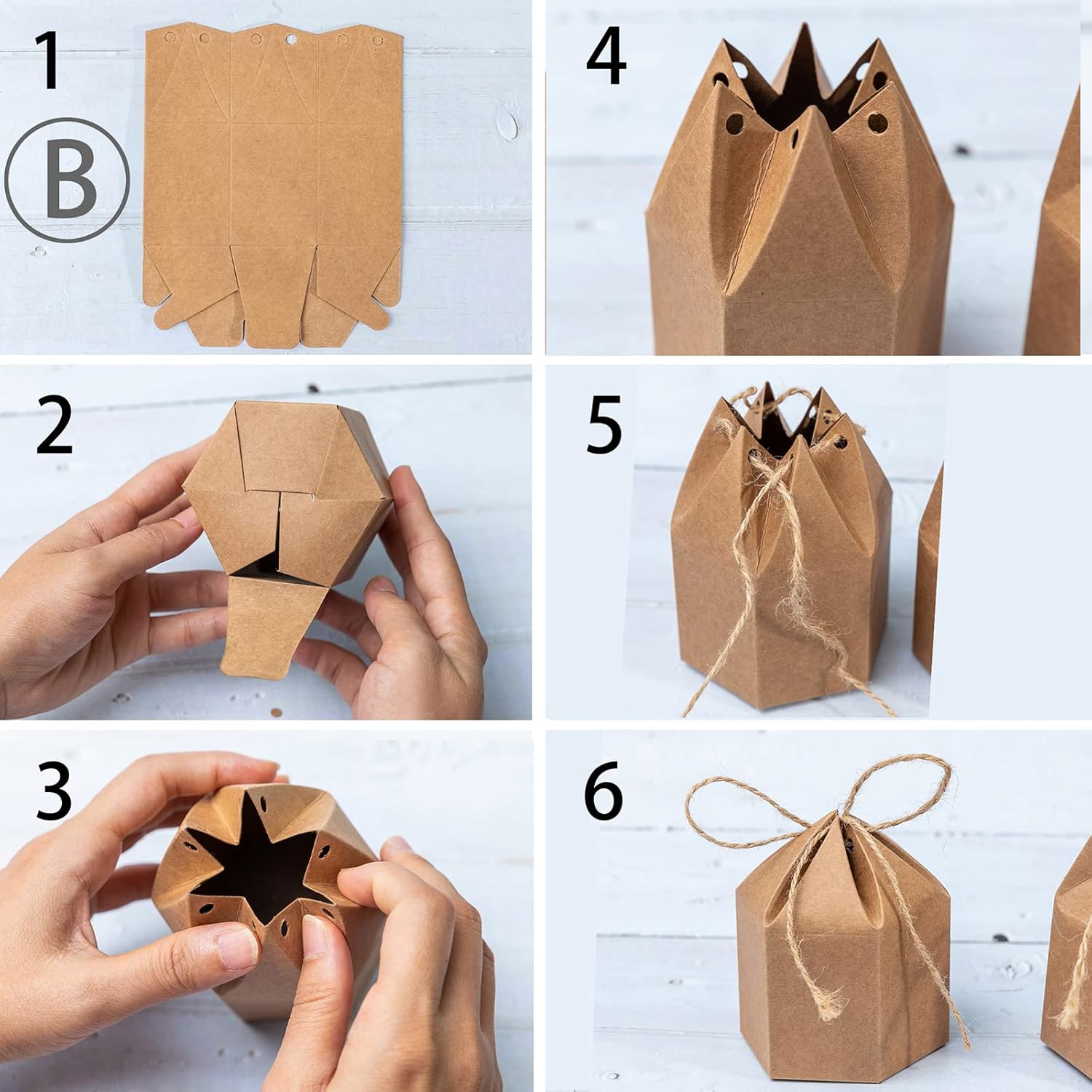 9 Pack Kraft Paper Gift Boxes with Jute String for Treats Party Wedding Favors - Image 3