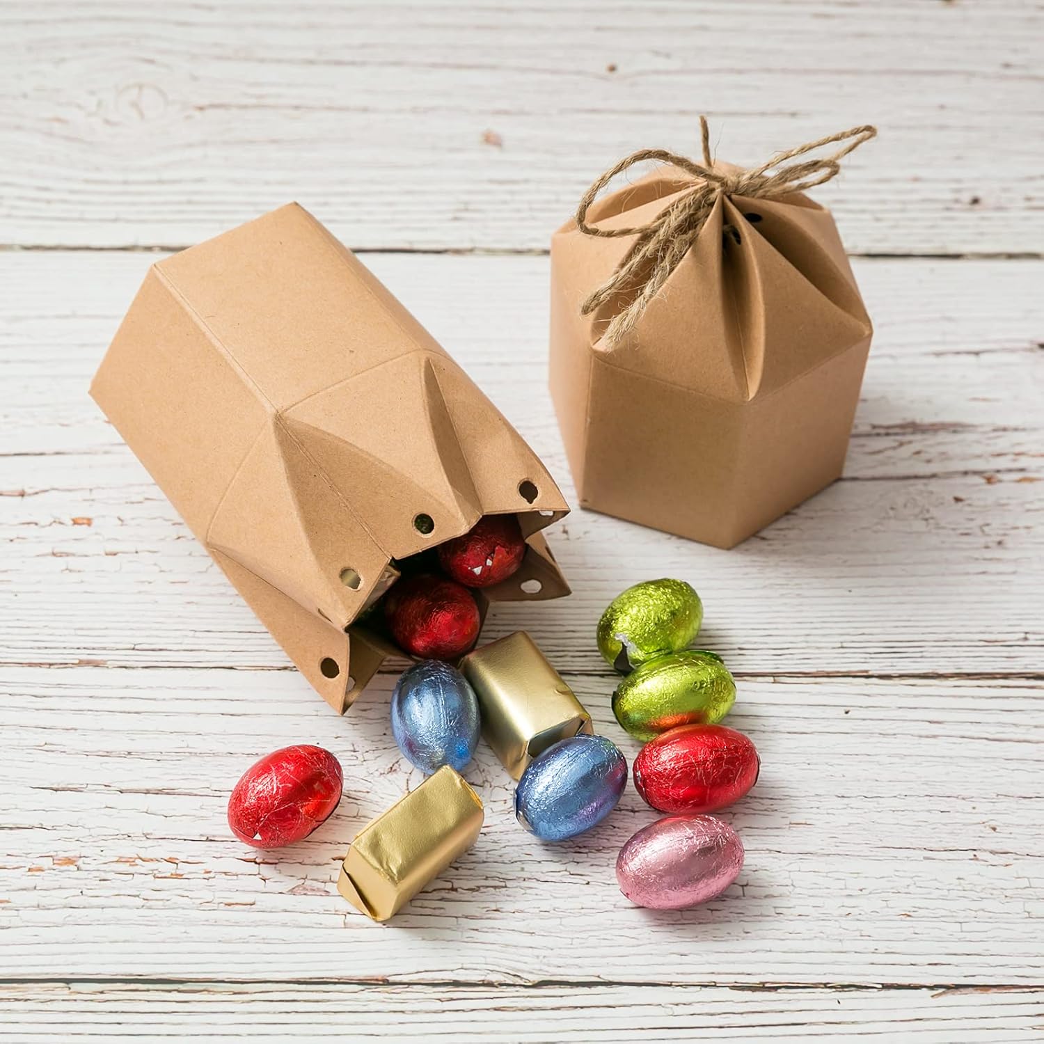 9 Pack Kraft Paper Gift Boxes with Jute String for Treats Party Wedding Favors - Image 6