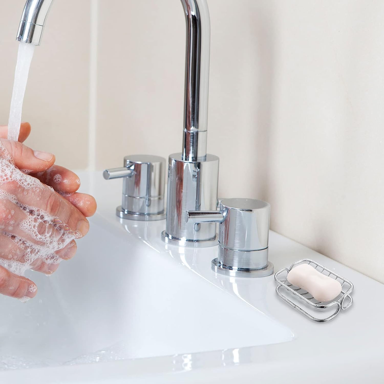 Silver Self-Draining Soap Dish for Bathroom & Shower - 1 Piece - Image 4