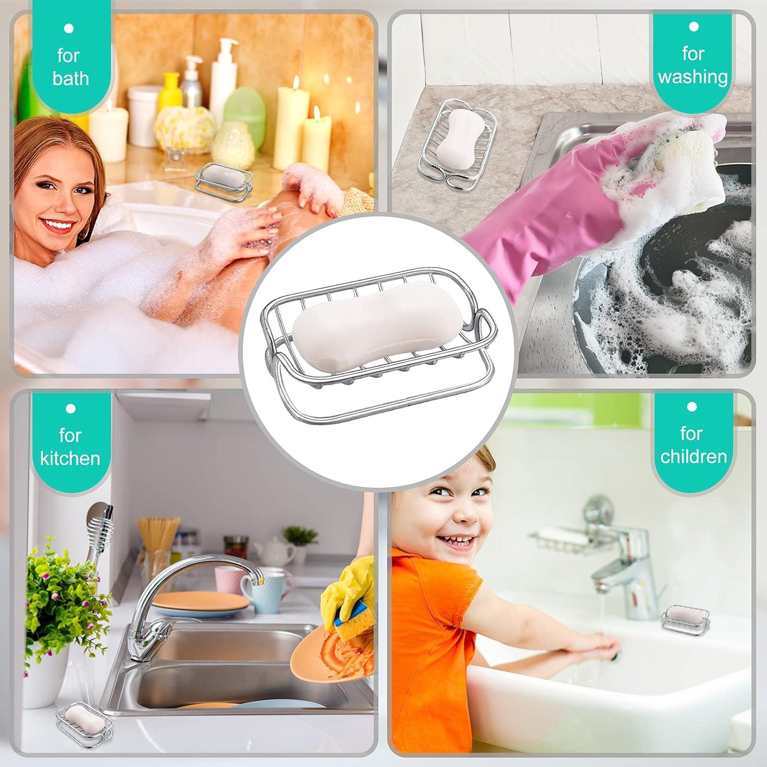 Silver Self-Draining Soap Dish for Bathroom & Shower - 1 Piece - Image 5