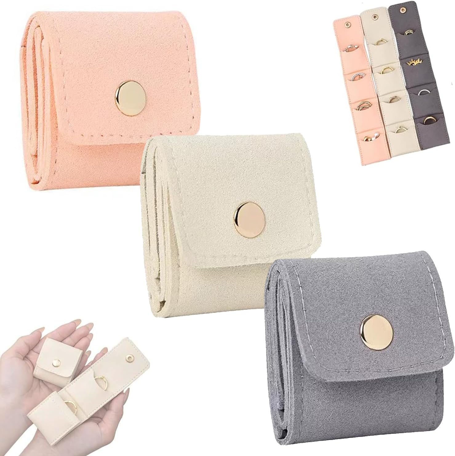 3-Piece Foldable Jewelry Organizer Case for Necklaces and Rings - Image 1