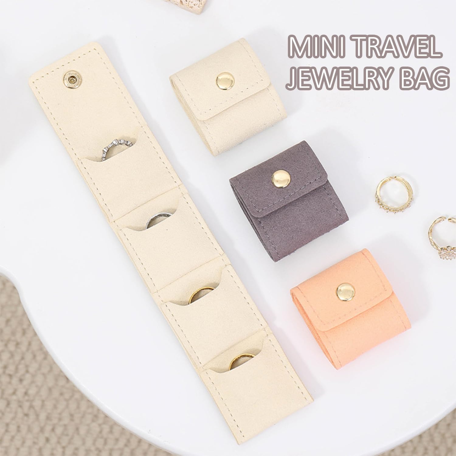 3-Piece Foldable Jewelry Organizer Case for Necklaces and Rings - Image 2