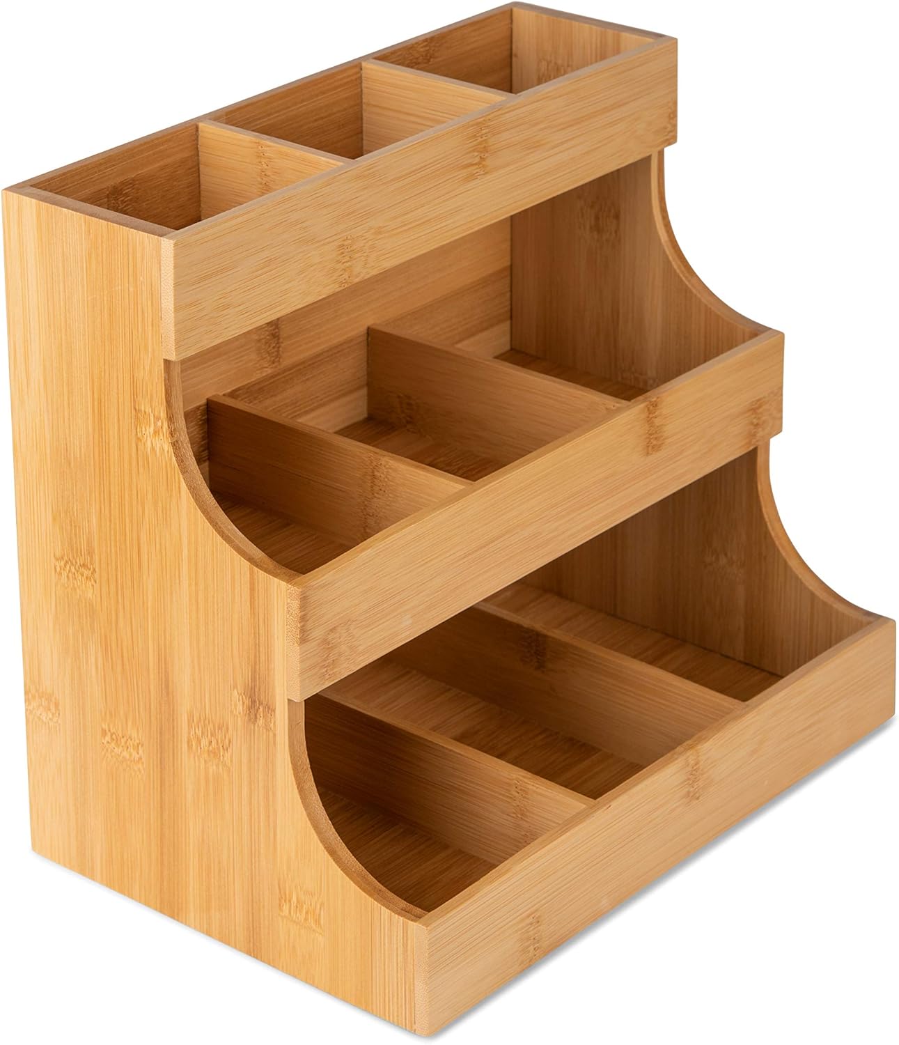 Vertical Bamboo Tea Bag Organizer Holds 180 Tea Bags Space Saving Sustainable Wooden Display for Kitchen Office Café - Image 1