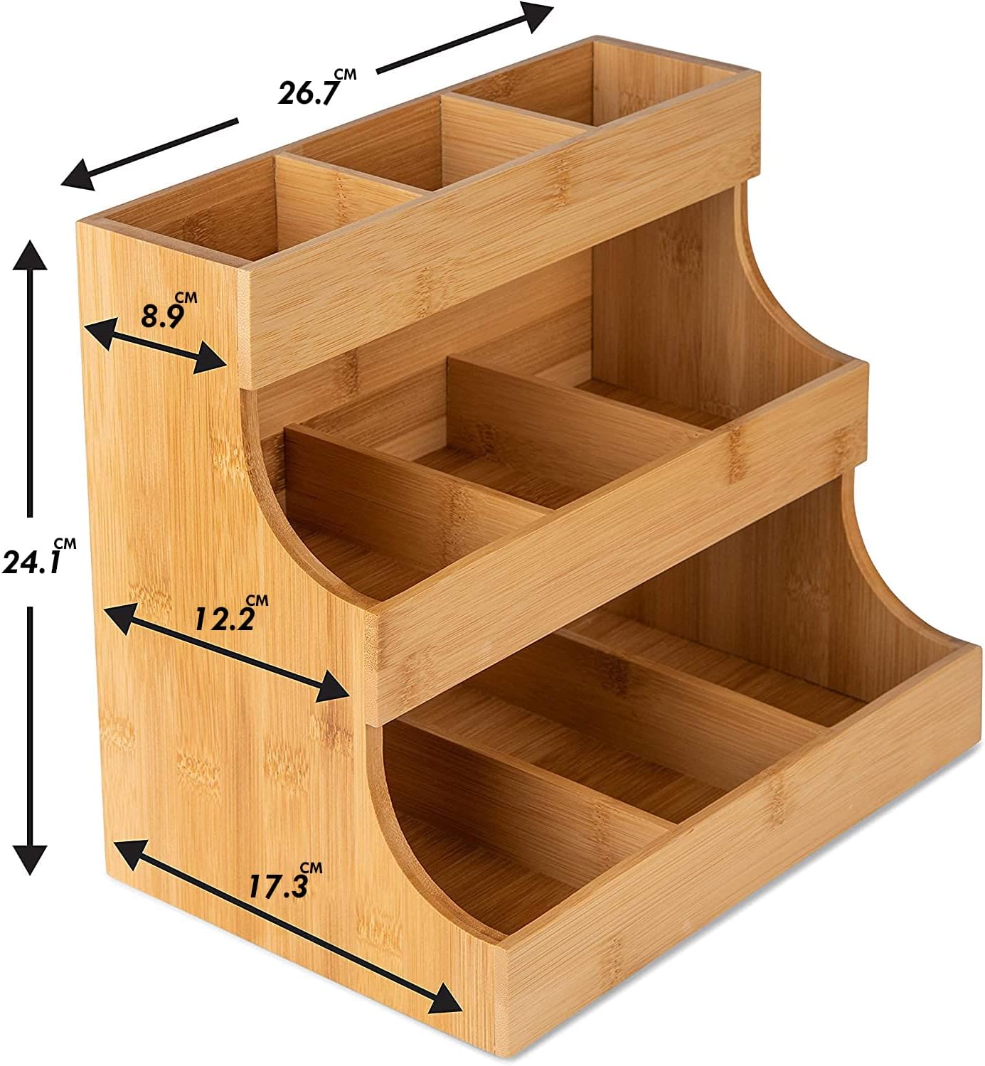 Vertical Bamboo Tea Bag Organizer Holds 180 Tea Bags Space Saving Sustainable Wooden Display for Kitchen Office Café - Image 4