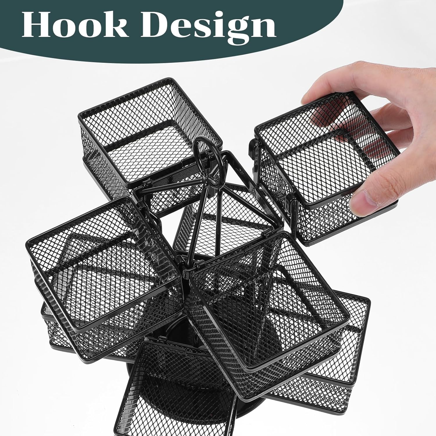 Rotating Tea Bag Organizer for 96 Sachets - Black Metal Revolving Tea Storage Holder - Luxury Kitchen & Office Gift - Image 4