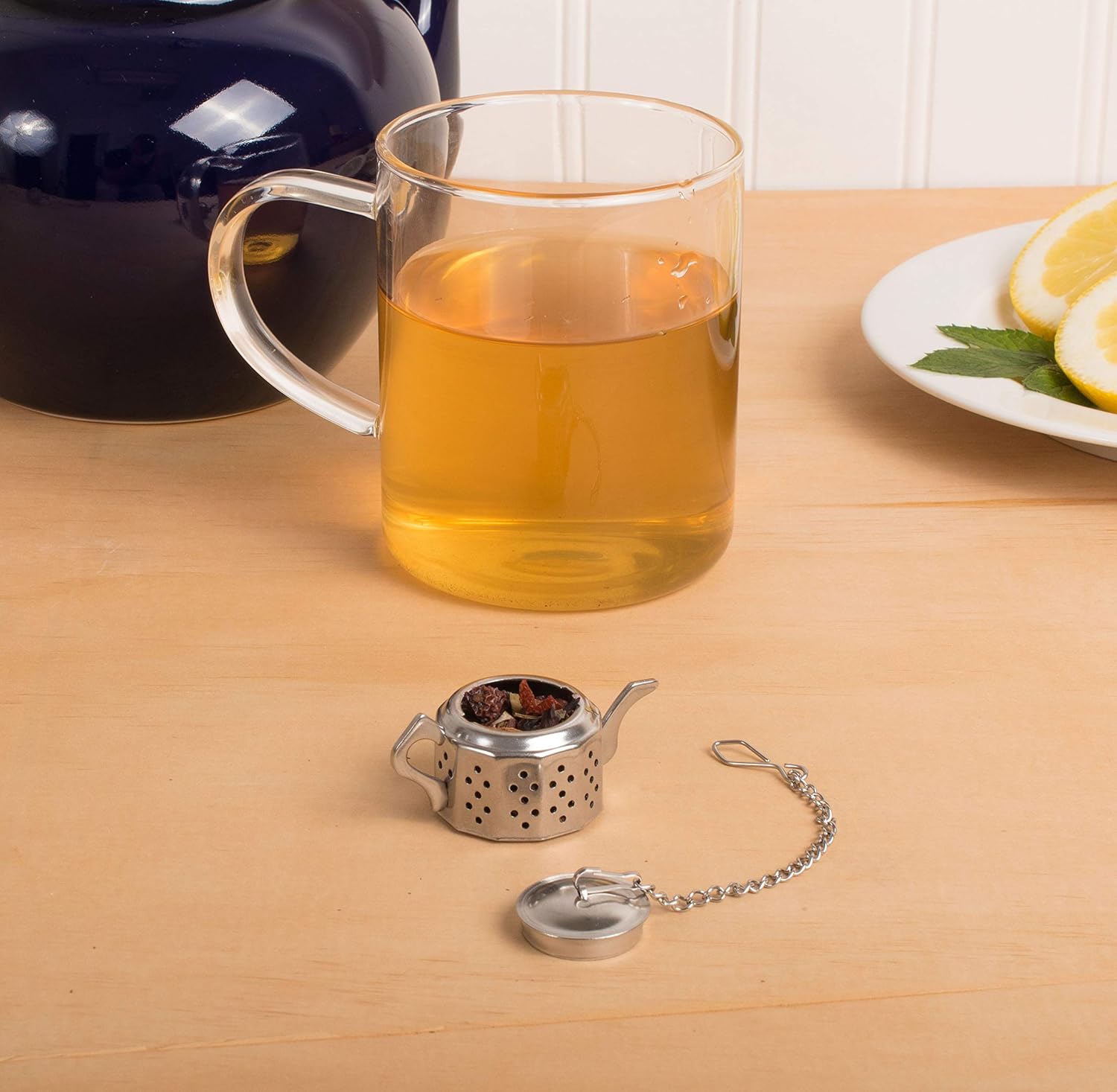 Fun Teapot Shaped Stainless Steel Loose Tea Strainer Reusable Tea Infuser Gift for Tea Lovers 1 Set - Image 2