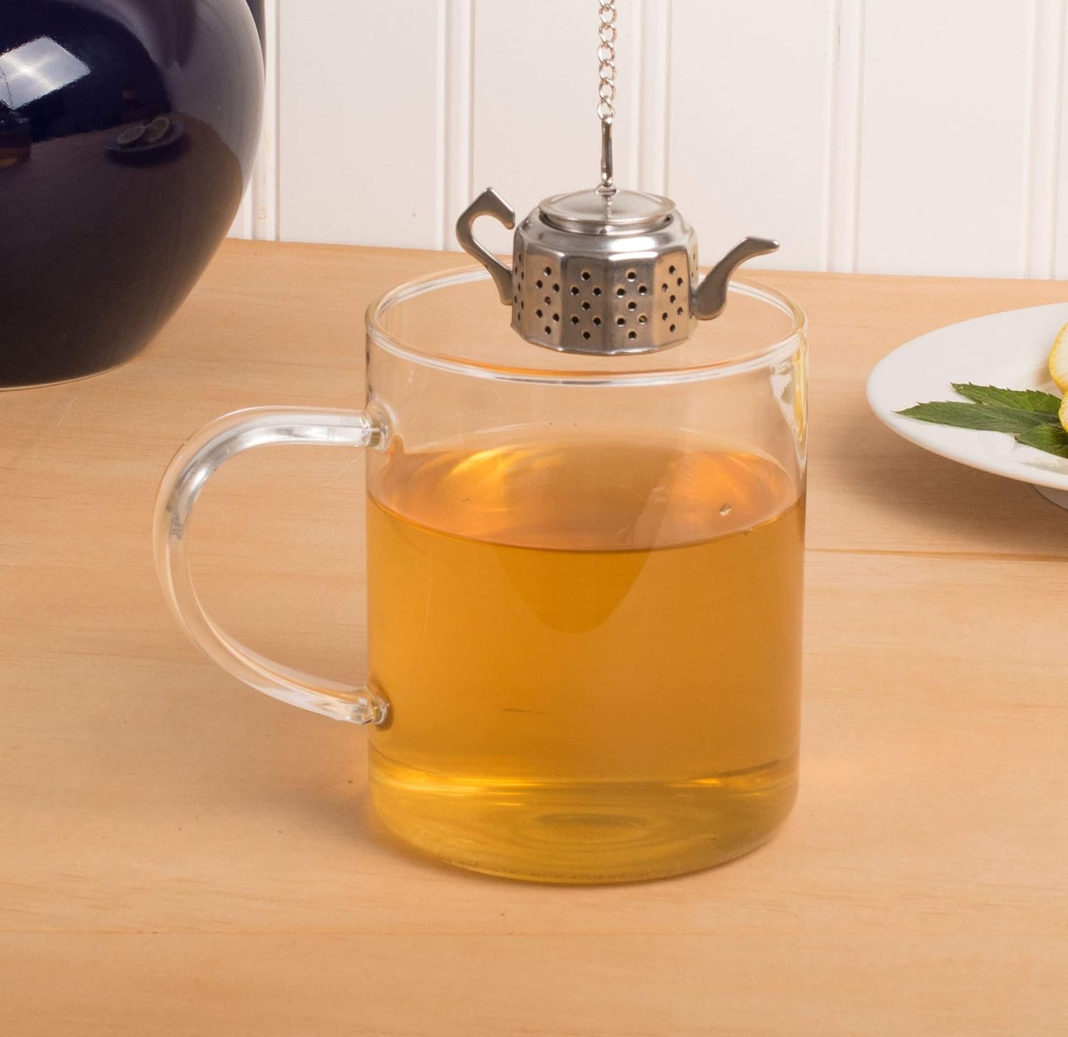 Fun Teapot Shaped Stainless Steel Loose Tea Strainer Reusable Tea Infuser Gift for Tea Lovers 1 Set - Image 3