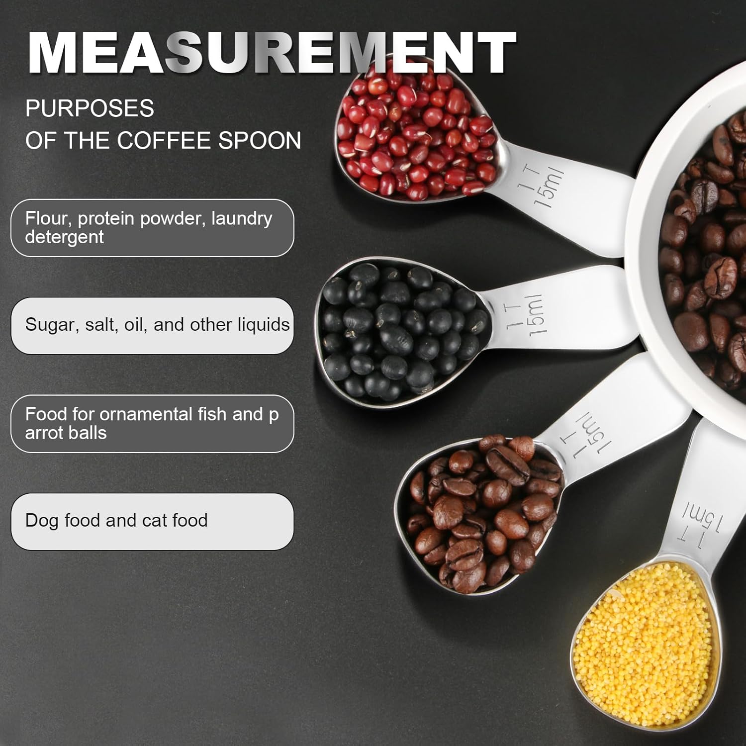15ml & 30ml Stainless Steel Coffee Measuring Spoons Set - Heavy Duty Long Handle for Coffee Machines - Multifunctional Coffee Scoops Pack of 2 - Image 4