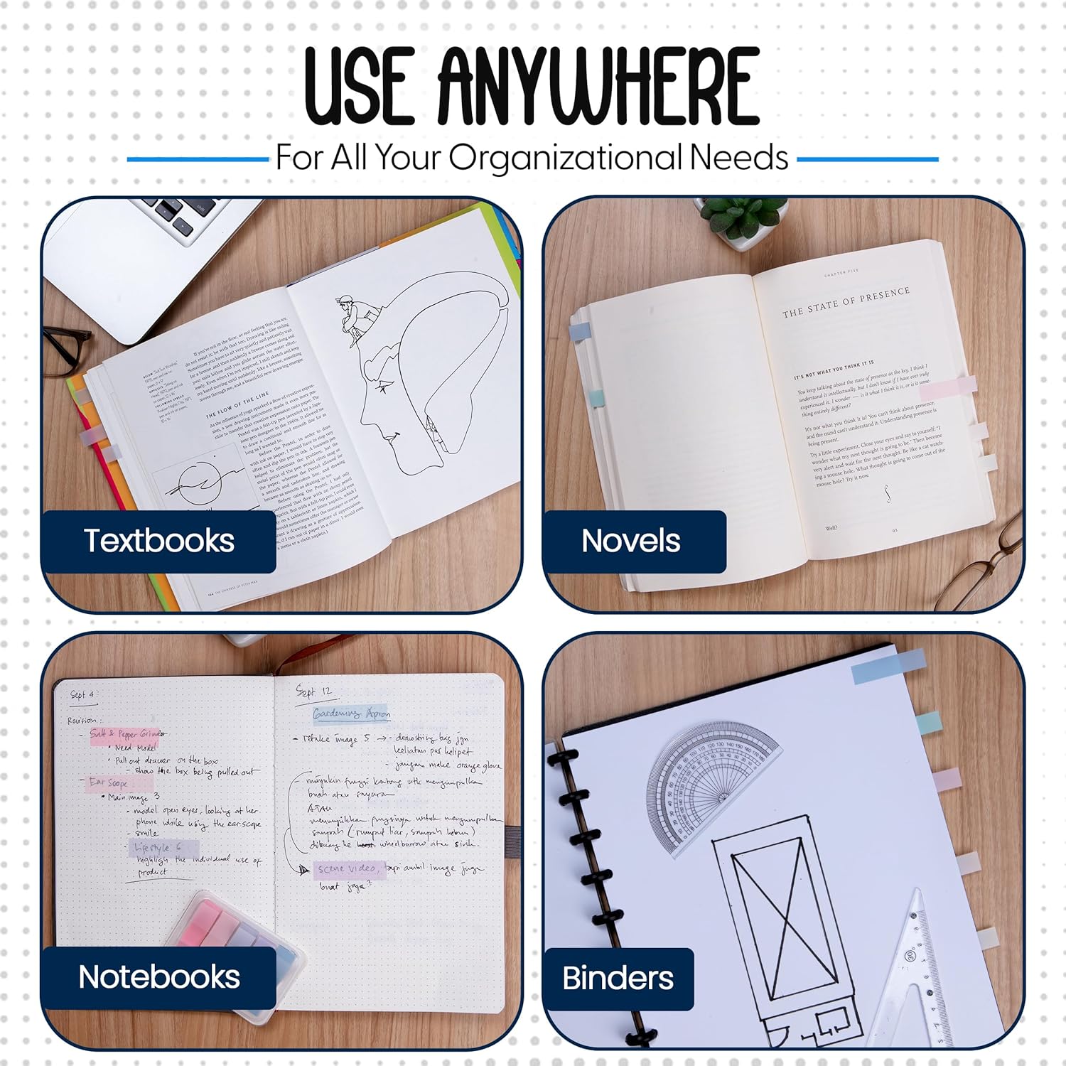 300 Transparent Writable Page Markers in Dispenser 5 Colours for Books and Studying 3 Pack - Image 5