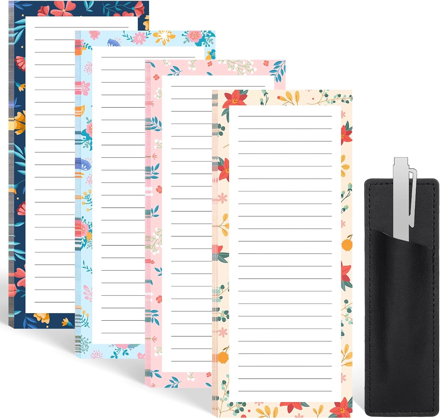 Magnetic Notepads with Pen Holder - 200 Sheets - 4 Pack for Refrigerator - Ideal for Grocery Lists & To-Do Lists - Image 1